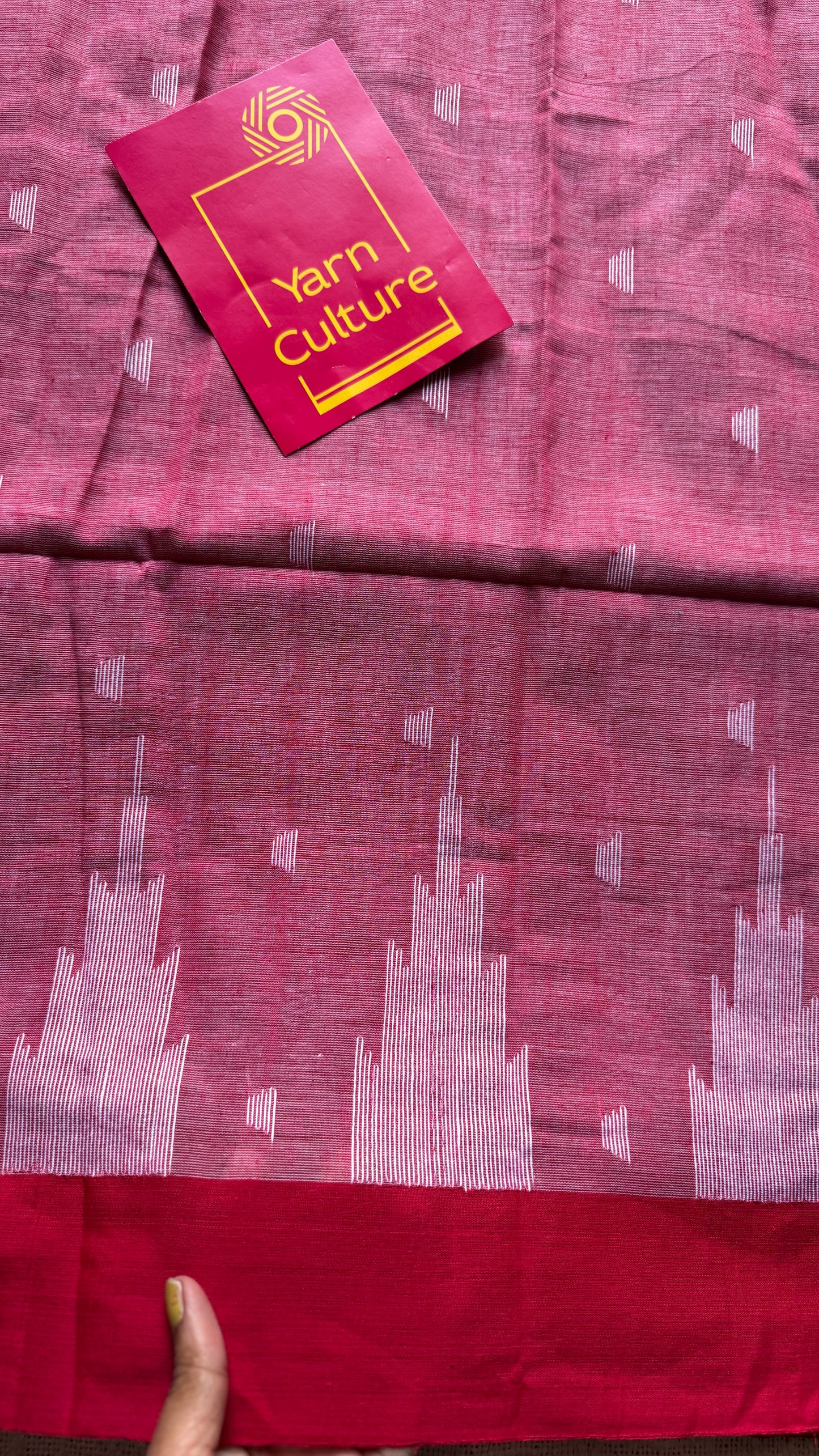 Muted red with dark red borders, temple motif woven threadwork, soft cotton - YCBCMKCDE29