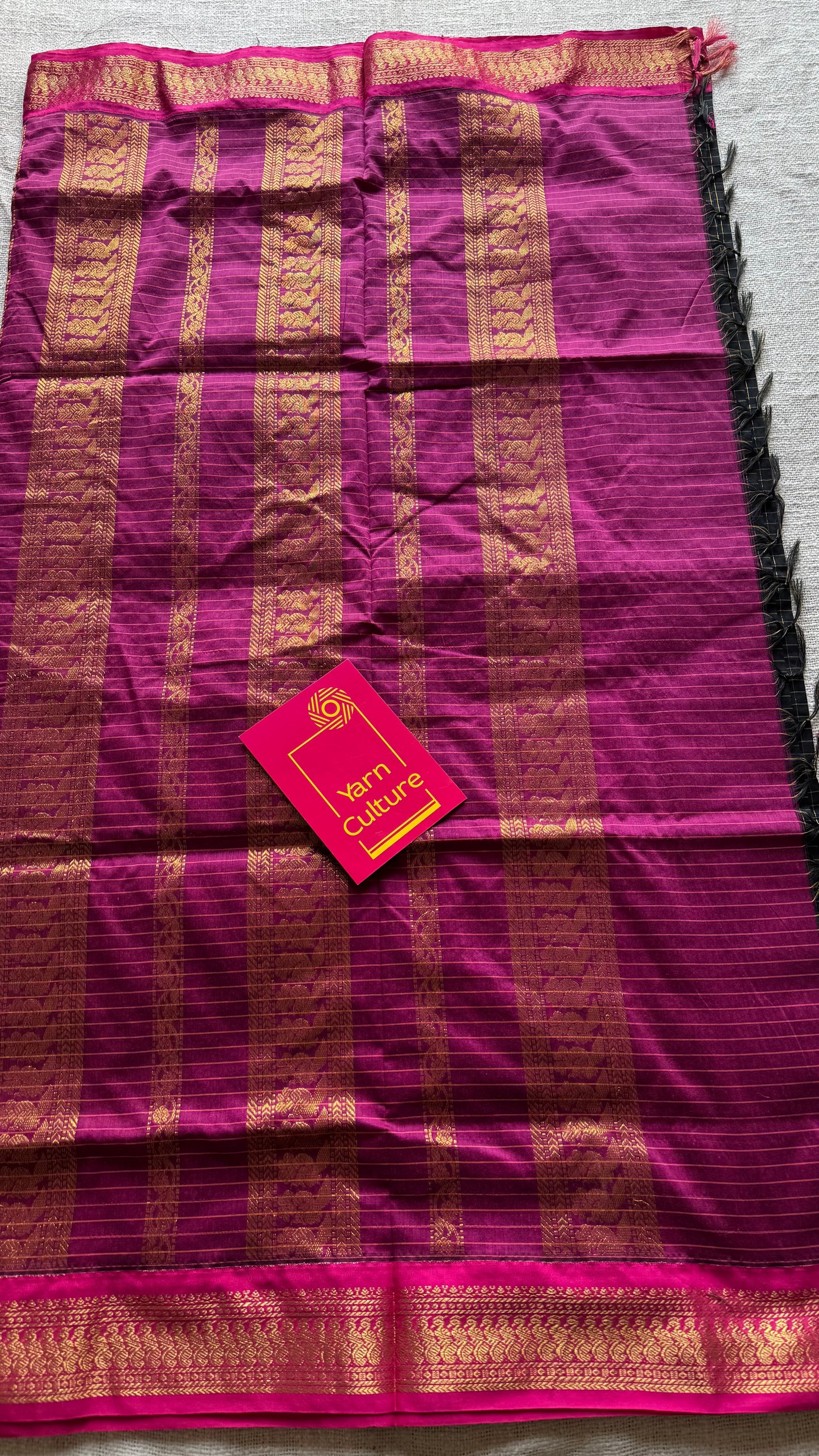 Black with hot pink, checks - cotton silk - YCCOTNOCKC81