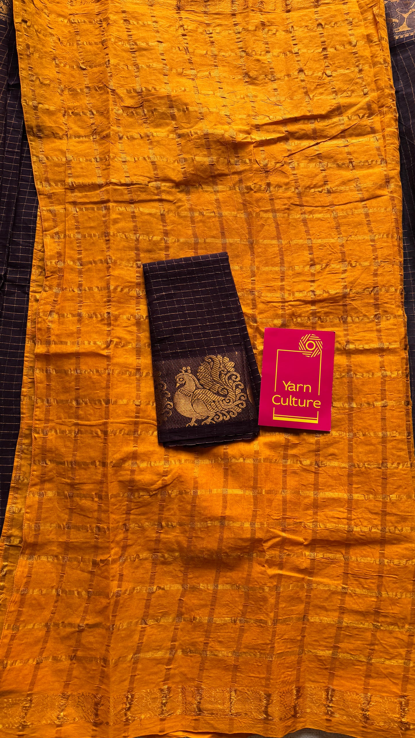 Purple brown with yellow, sungudi cotton half-half saree - YCCOTNMSFE351
