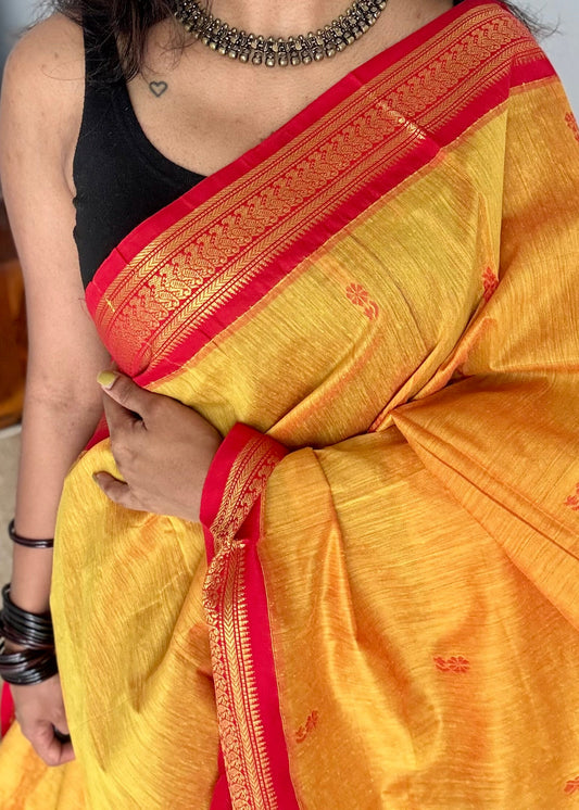 Yellow with red - cotton silk - YCCOTNSEKCS02