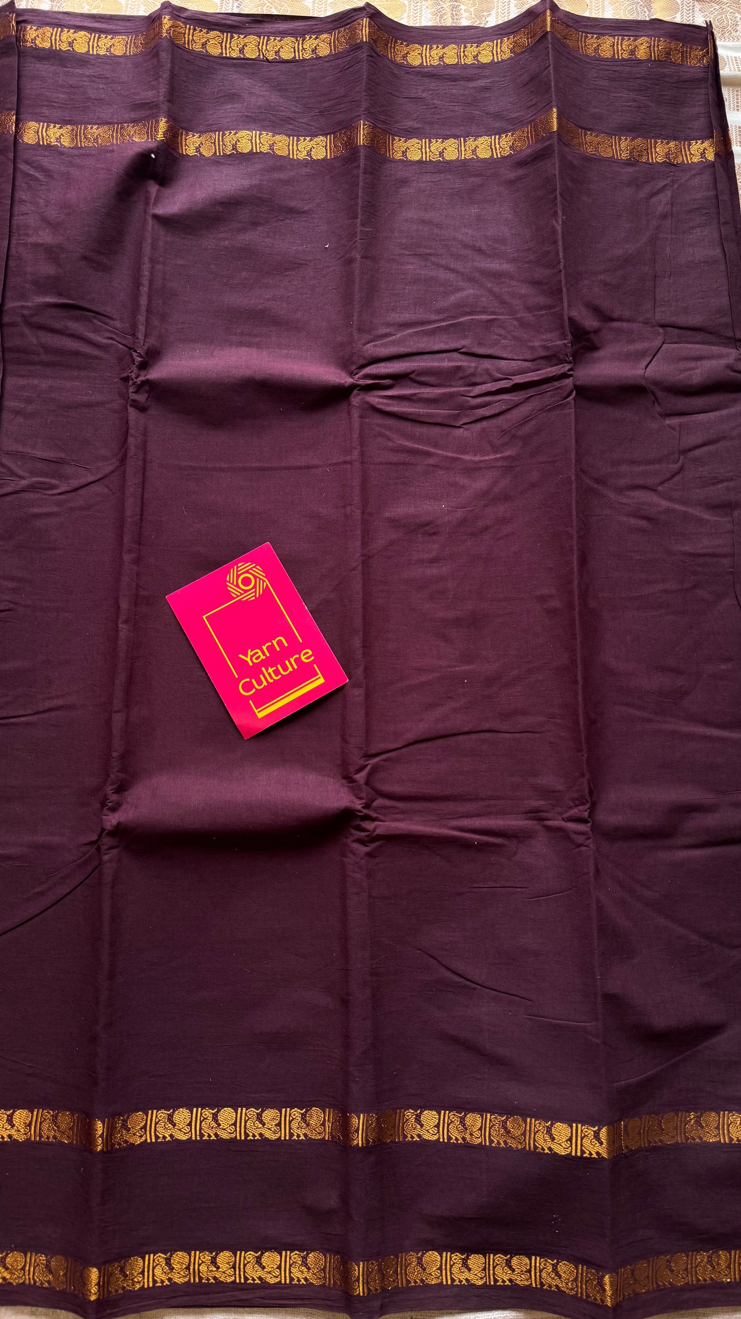 Coffee brown rettaipettu peacock gap border, kattuchayam dyed madurai cotton saree  - YCCOTNMSAP99