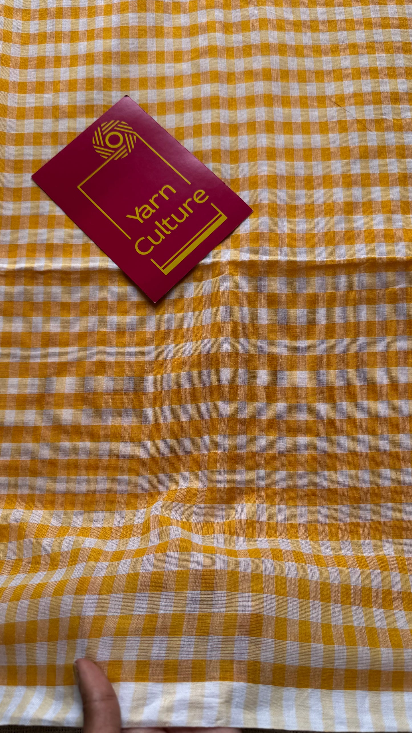 Orange and white checkered mul cotton saree - YCBCMCFE221