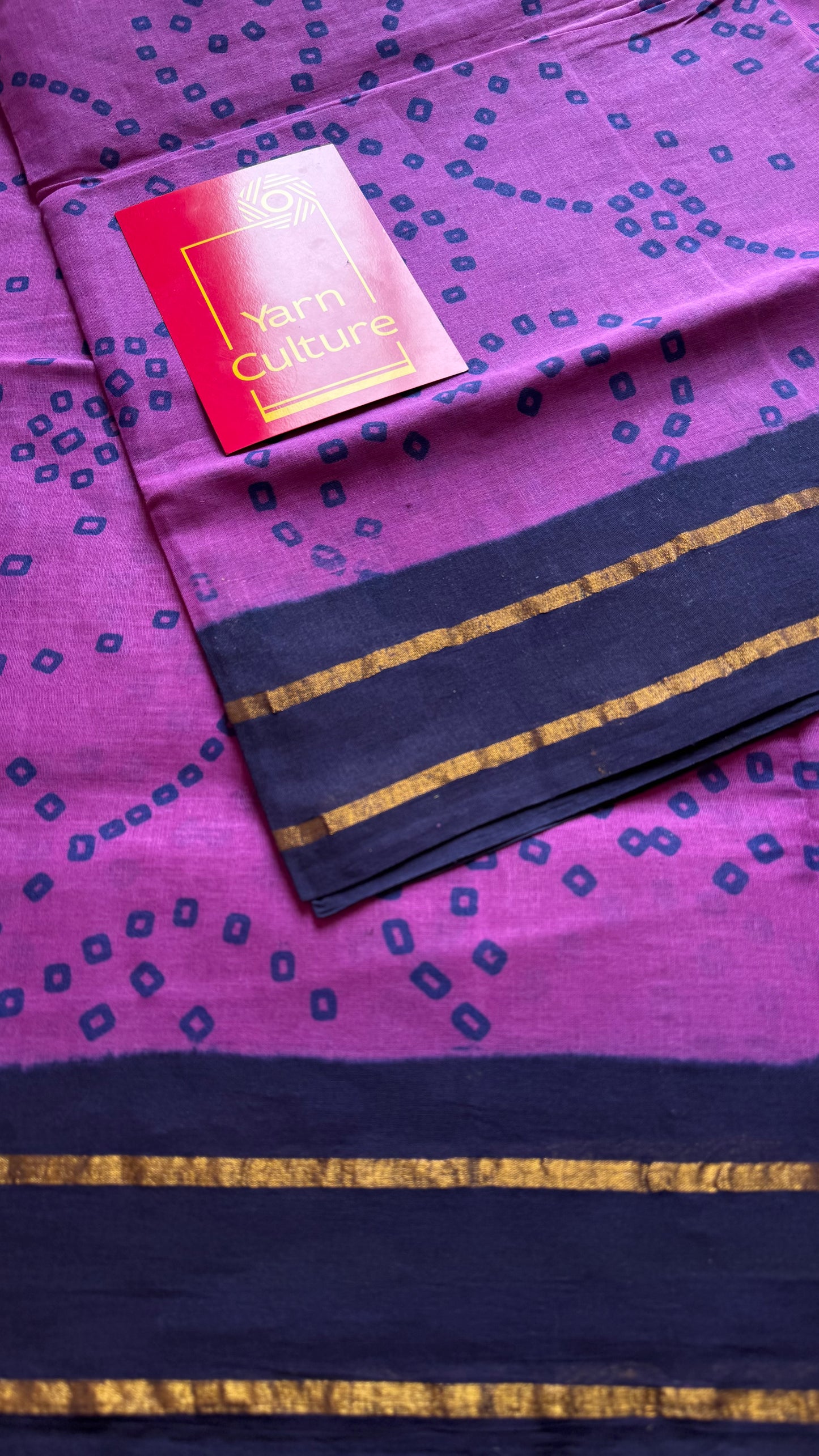 Purple with dark blue contrast, kattuchayam dyed madurai cotton saree - YCCOTNMA237