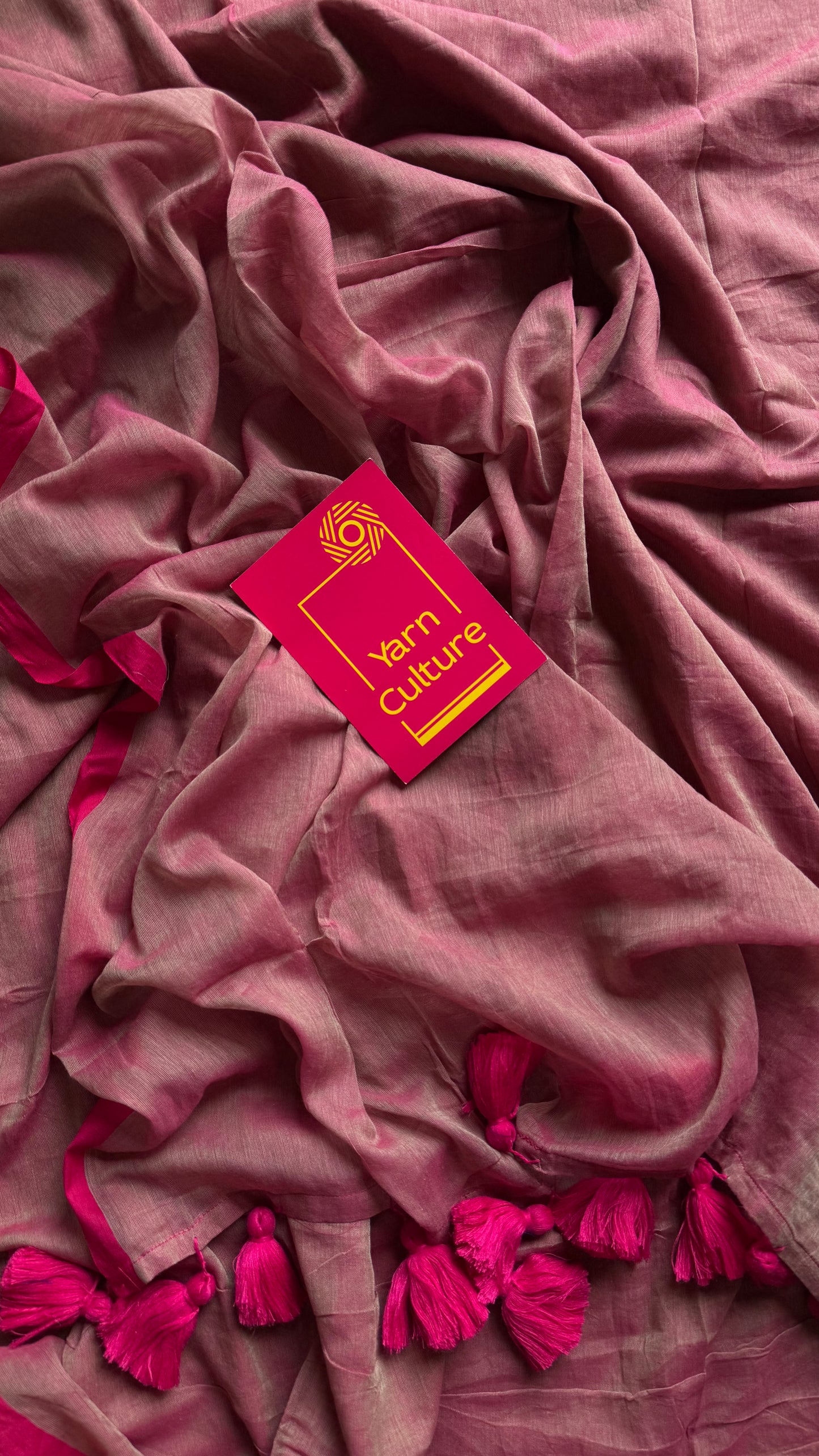 Mauve with pinkish red border mul cotton saree - YCBCMCFE229