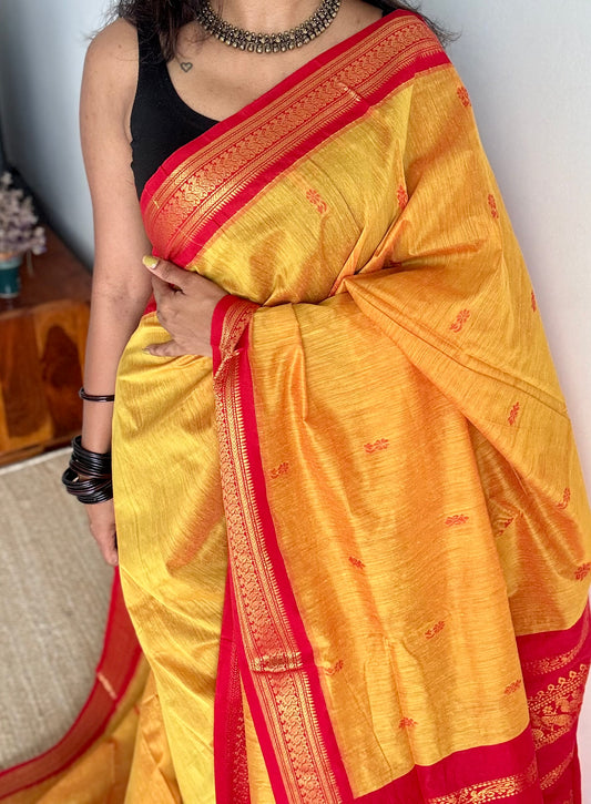 Yellow with red - cotton silk - YCCOTNSEKCS02