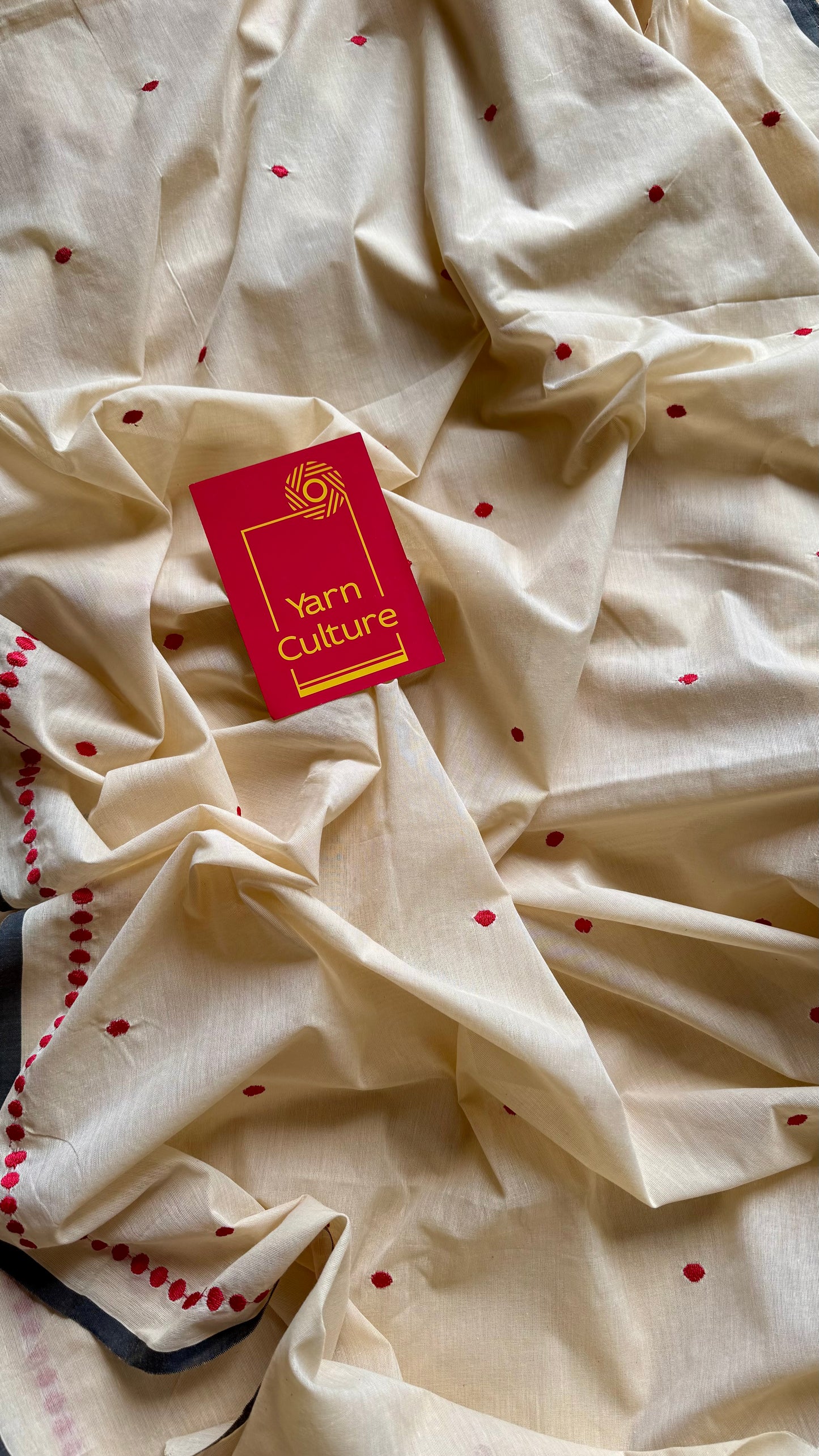 Lakshmi : Manjadi - red embroidery, sandal & black, soft kerala cotton - YCIEON164