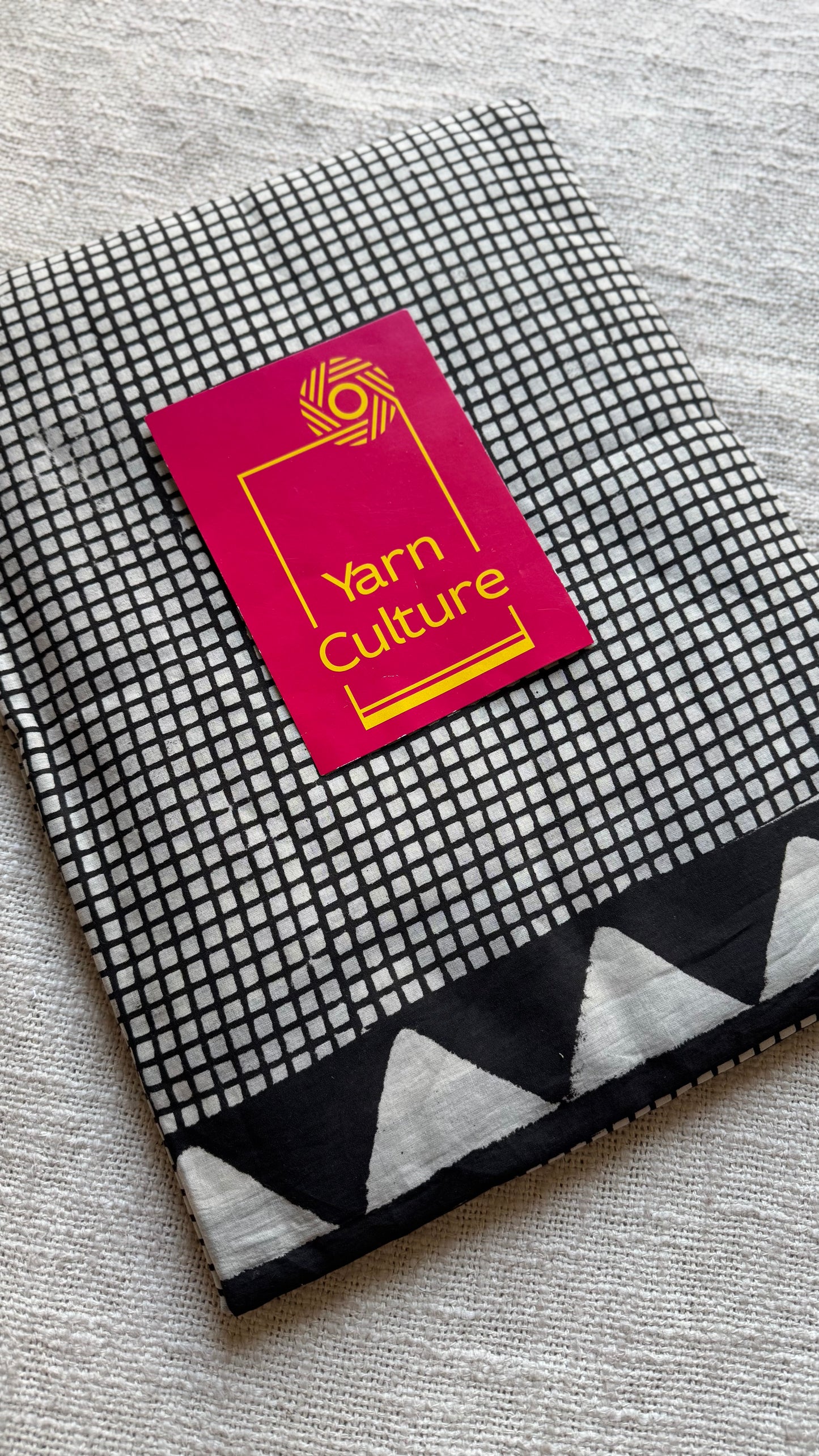 Black and white checks, block print, soft cotton - YCTORNOBP97