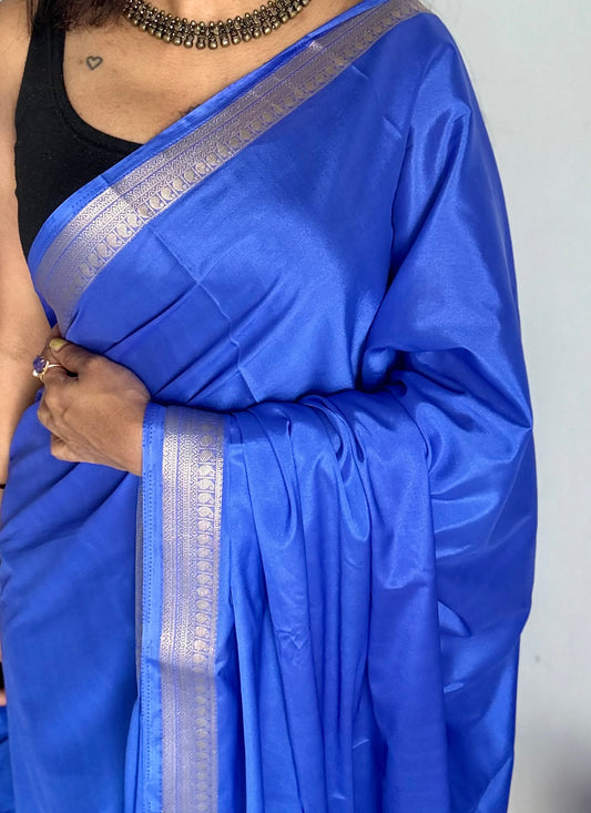 Blue Mysore semi crepe silk saree - YCLOKFE235