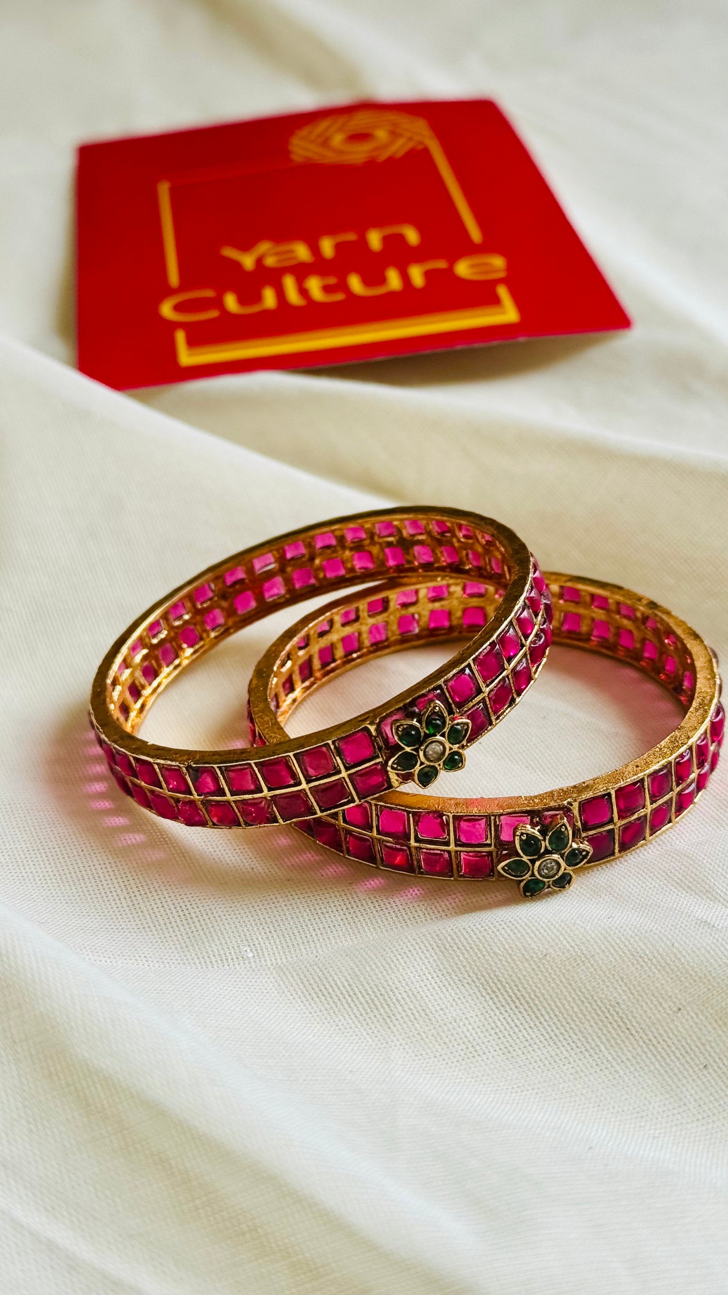 Ruby stone bangles, set of 2, sizes 2.4, 2.6, 2.8 - YCGPBA819