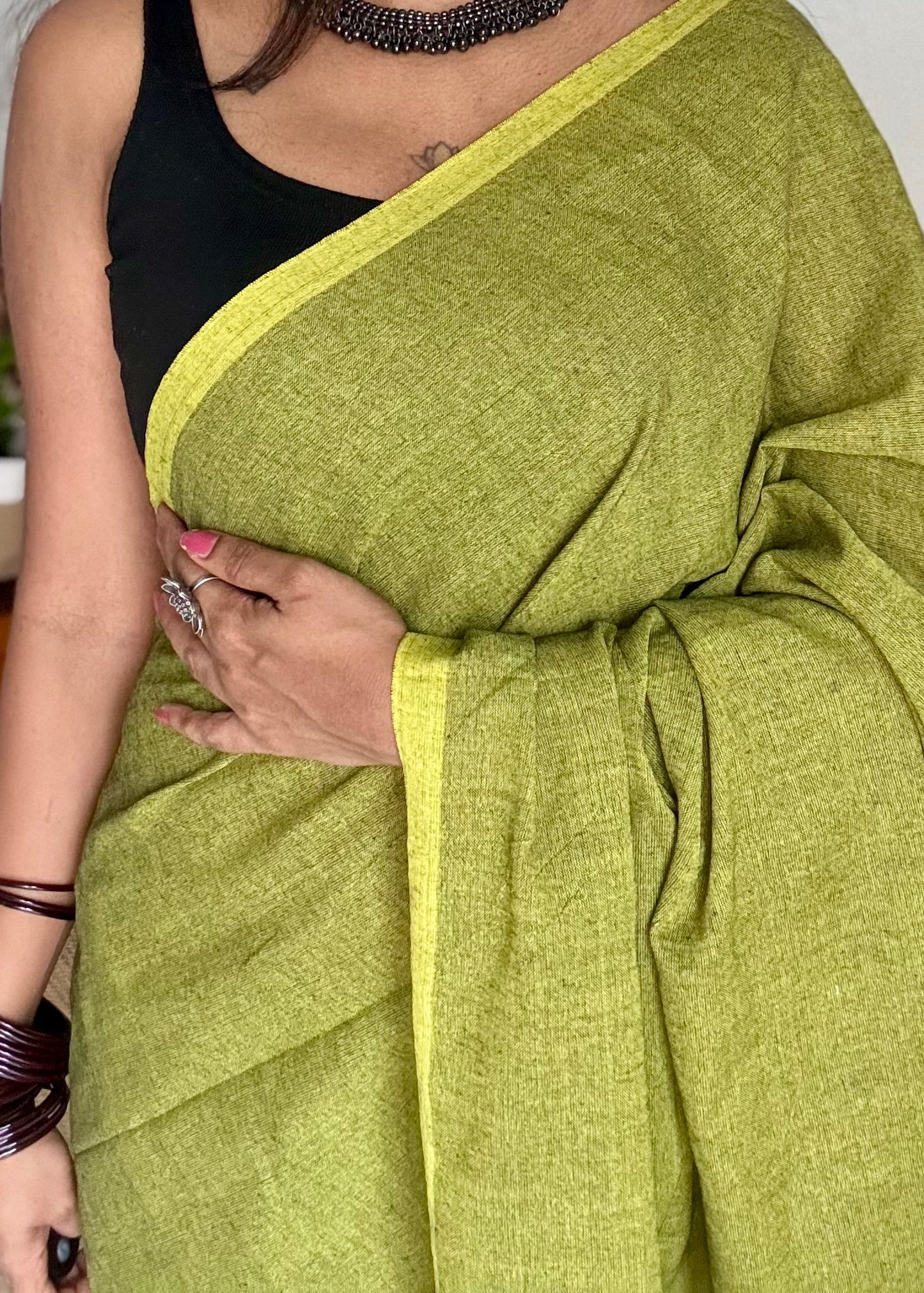 Light green soft cotton saree  - YCBCKCAP21