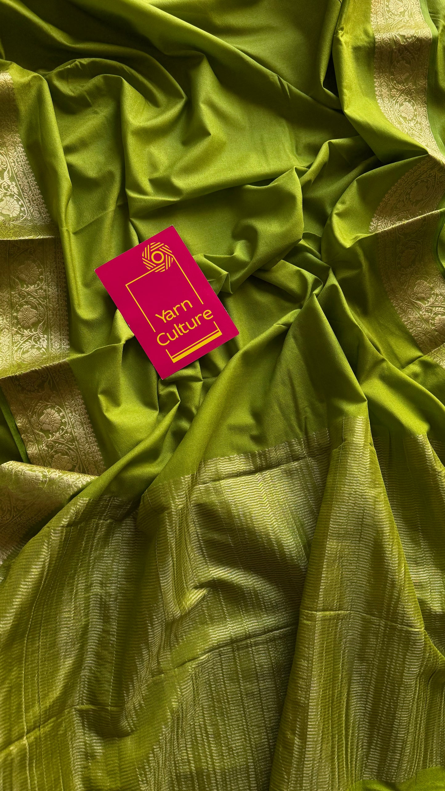 Lime green Mysore semi crepe silk saree - YCLOKFE243