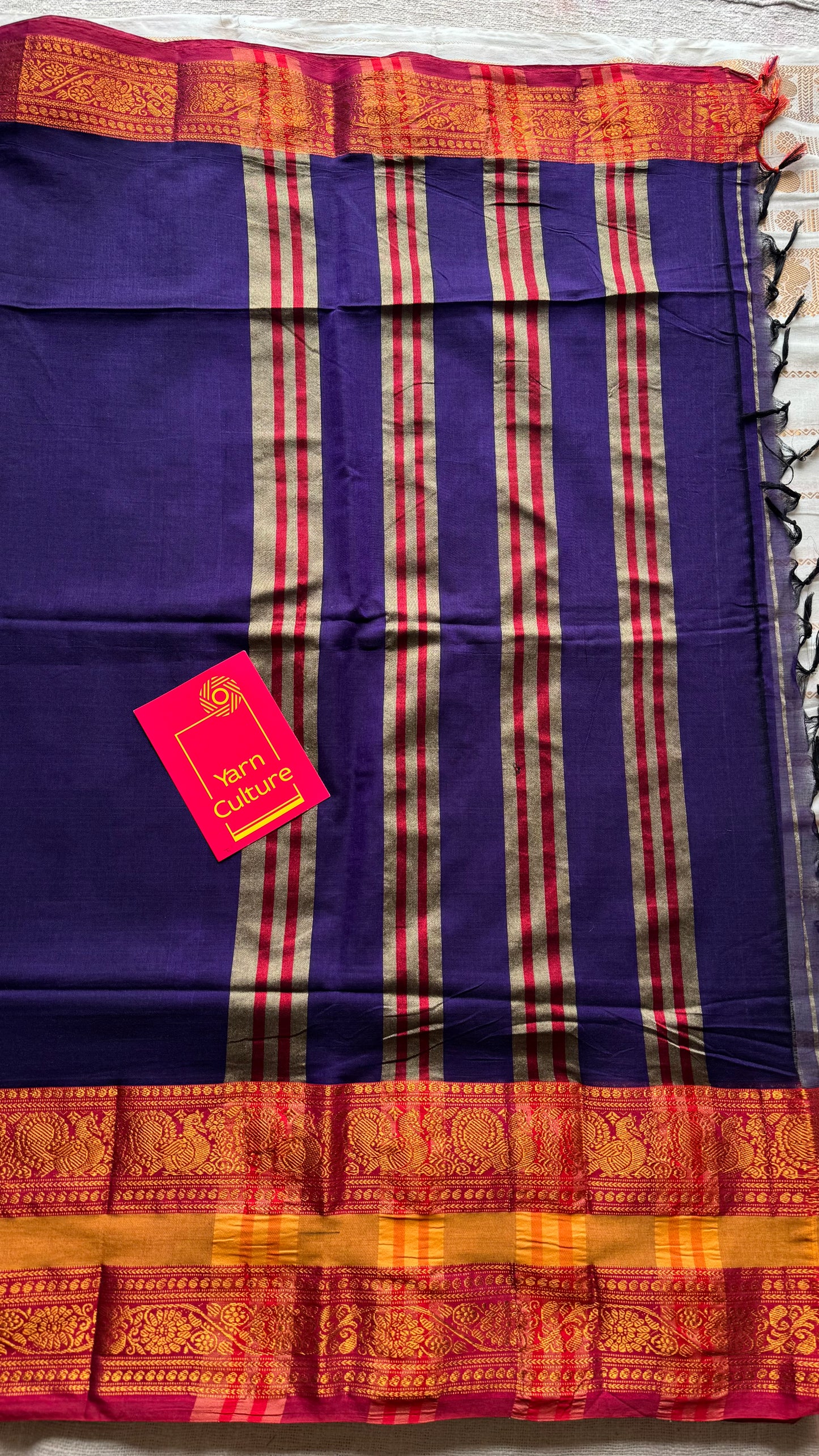 Purple with dark pink wide border, narayanpet soft cotton saree - YCWOTDAUG07