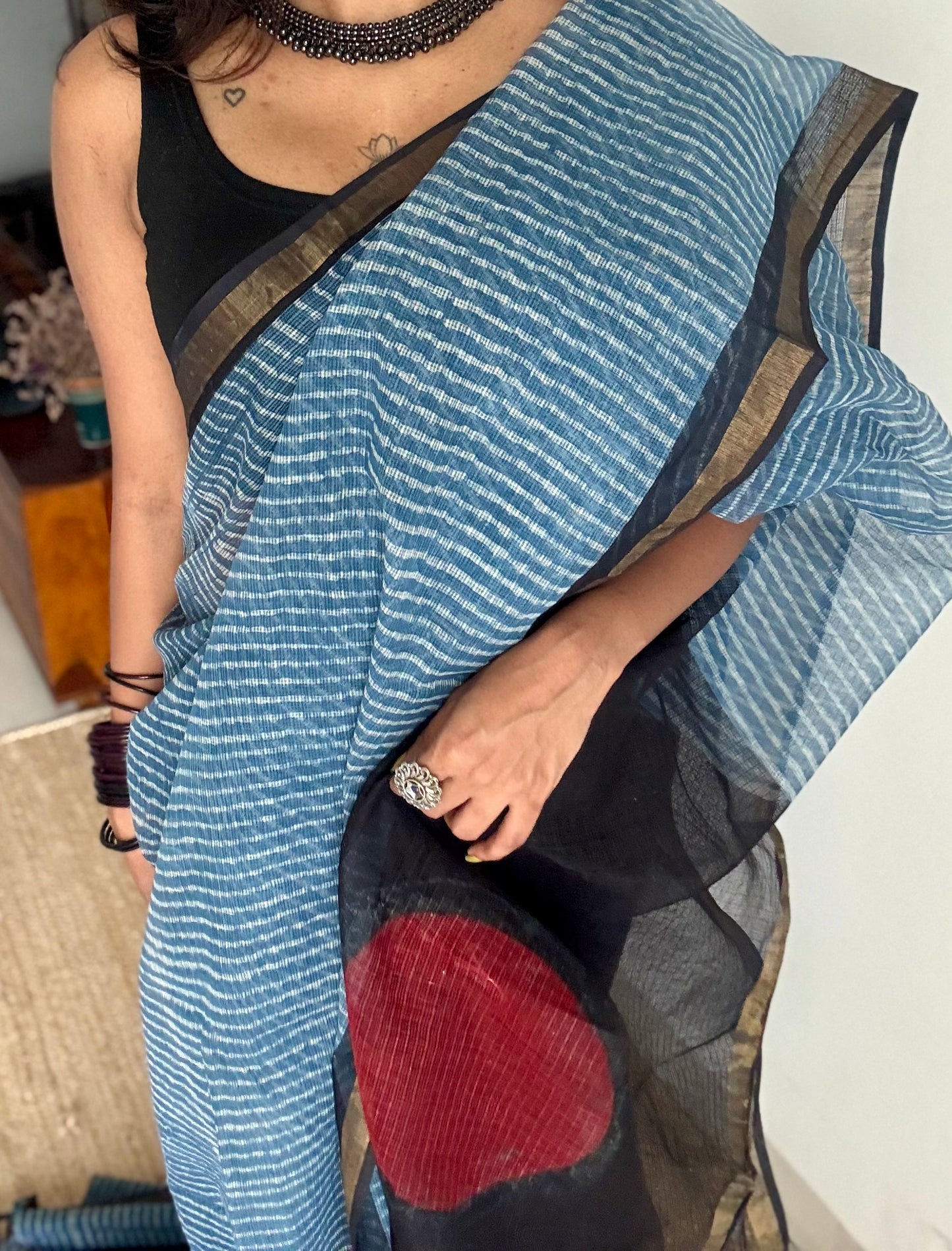 Bindu, Kota Doria with zari border - YCTORDEKD18