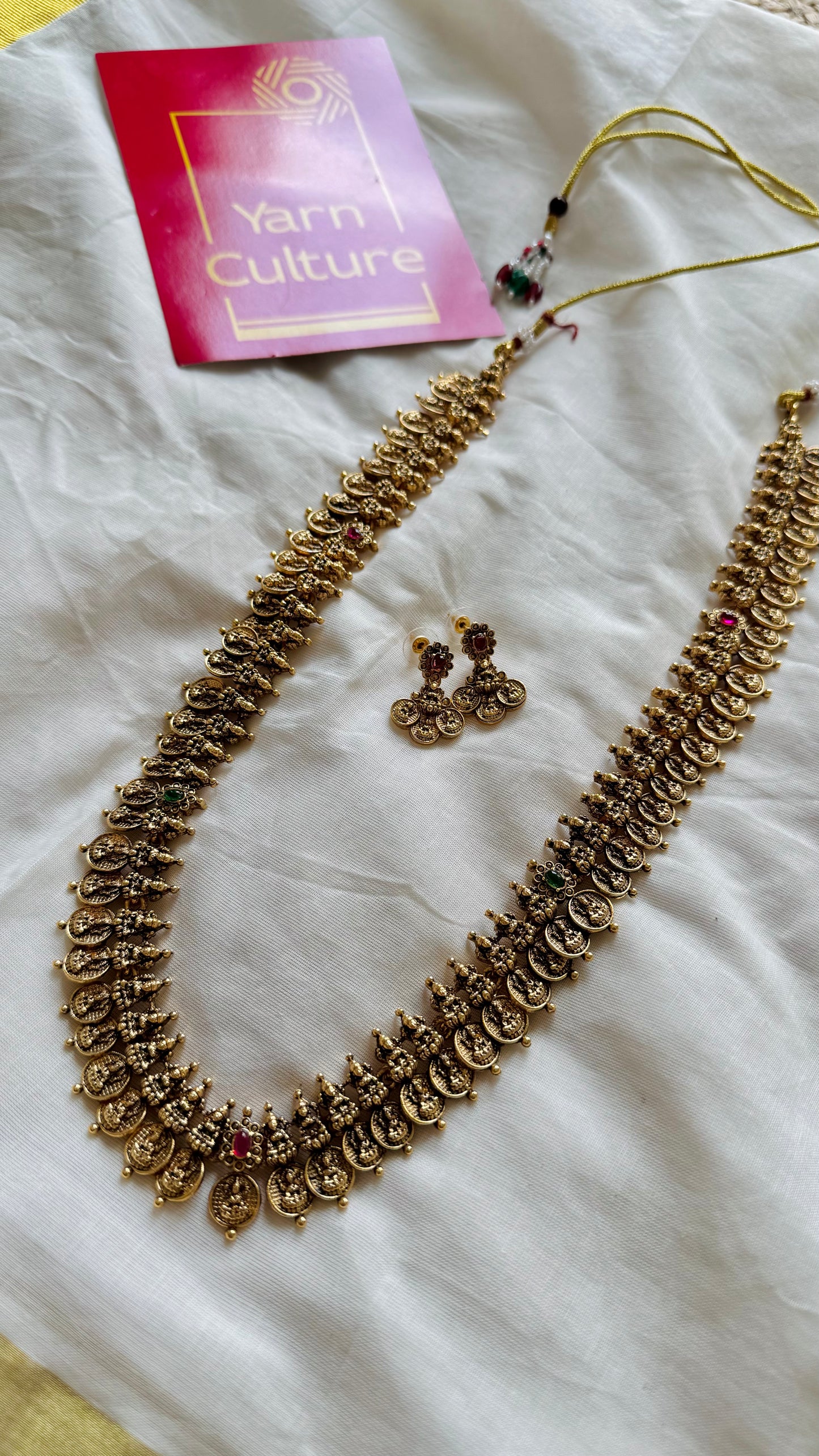 Long coin neckpiece (kaasumala), with earrings - YCGPNP722