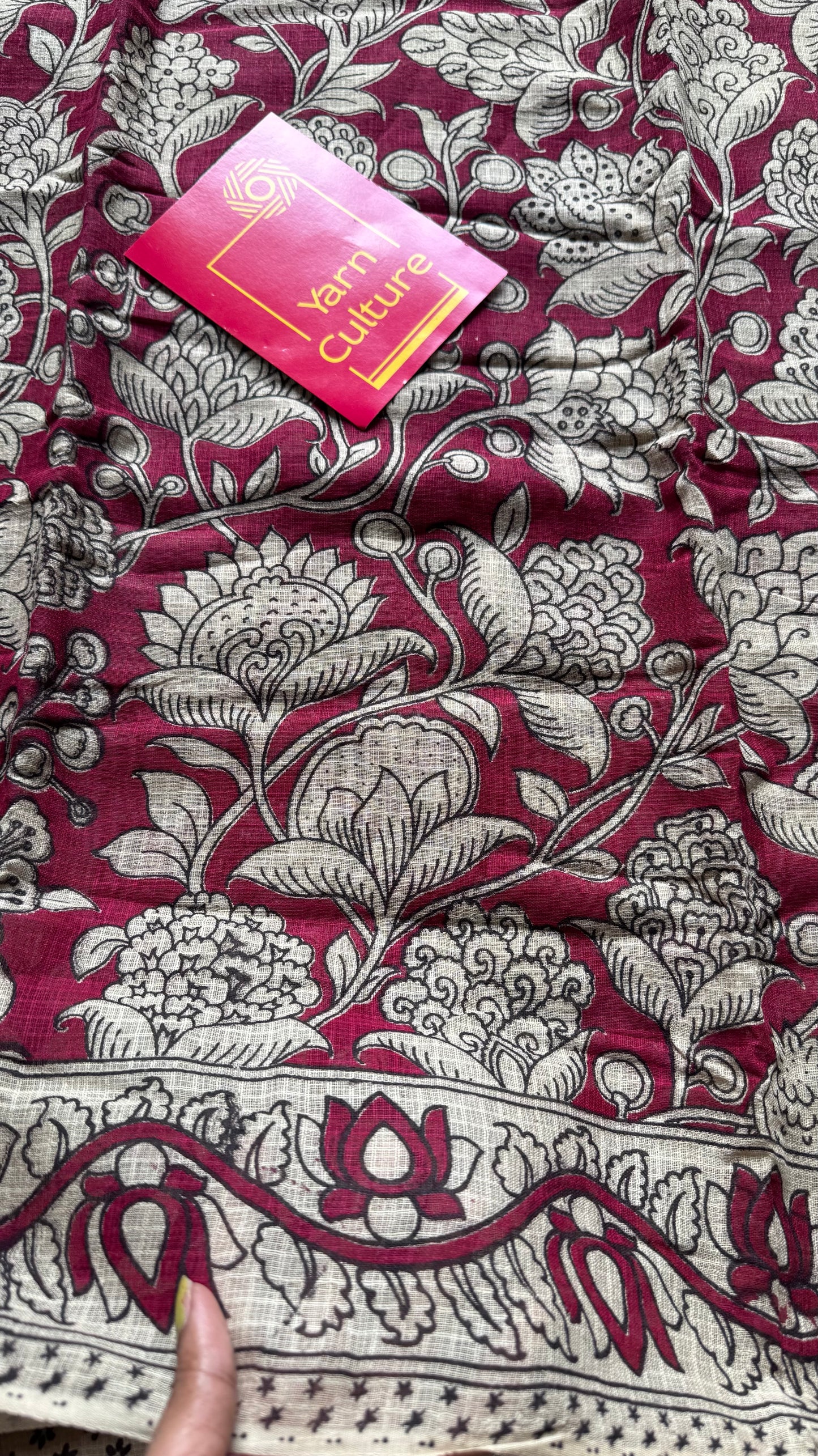 Crimson floral kalamkari saree in kota - YCWOTDMA354
