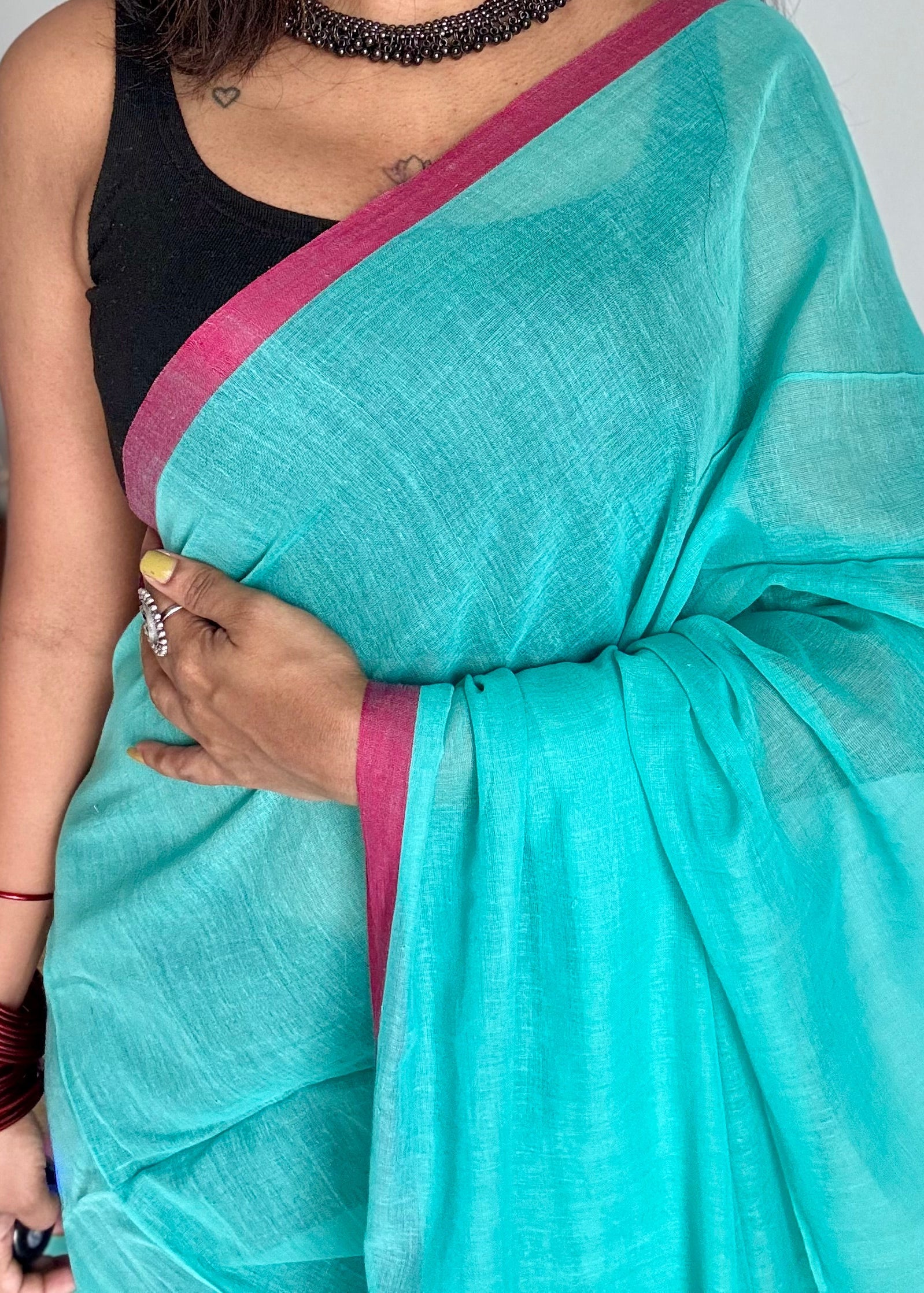 mul cotton saree with border, lightweight breathable soft cotton saree for summer and everyday wear