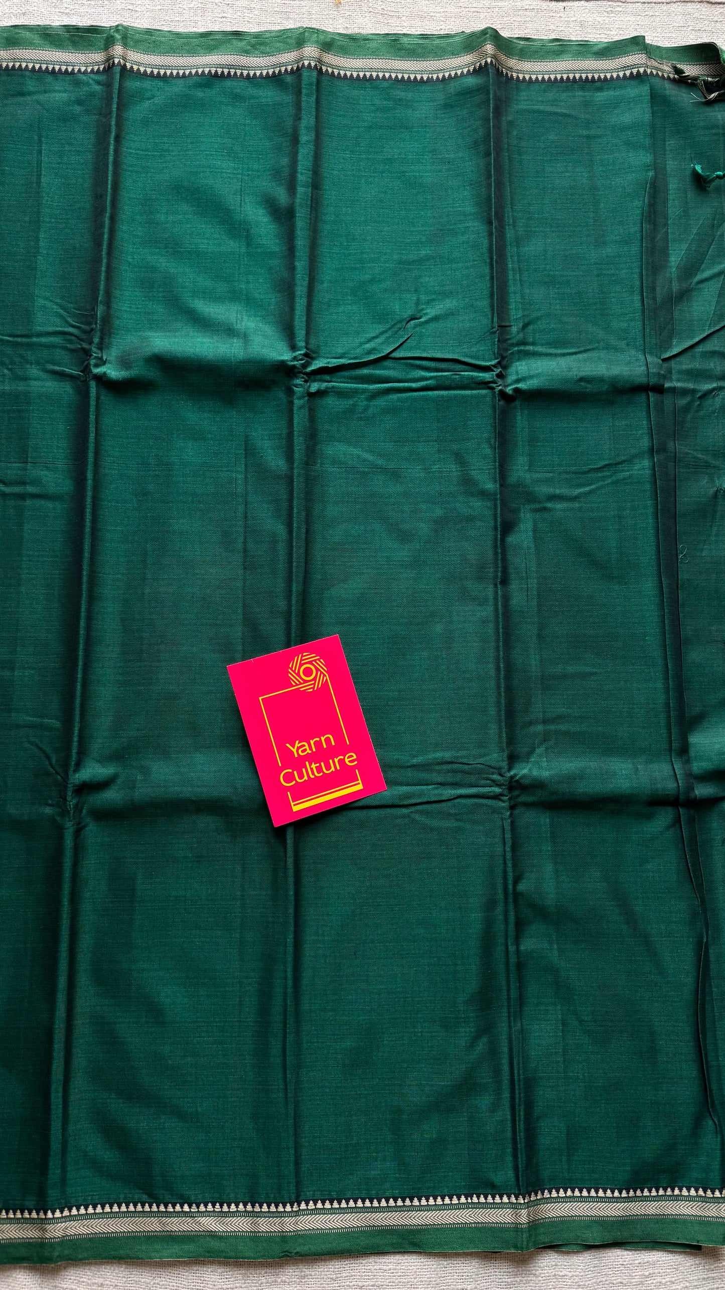 Dark green with light green border narayanpet saree, soft cotton - YCWOTDNPFE37