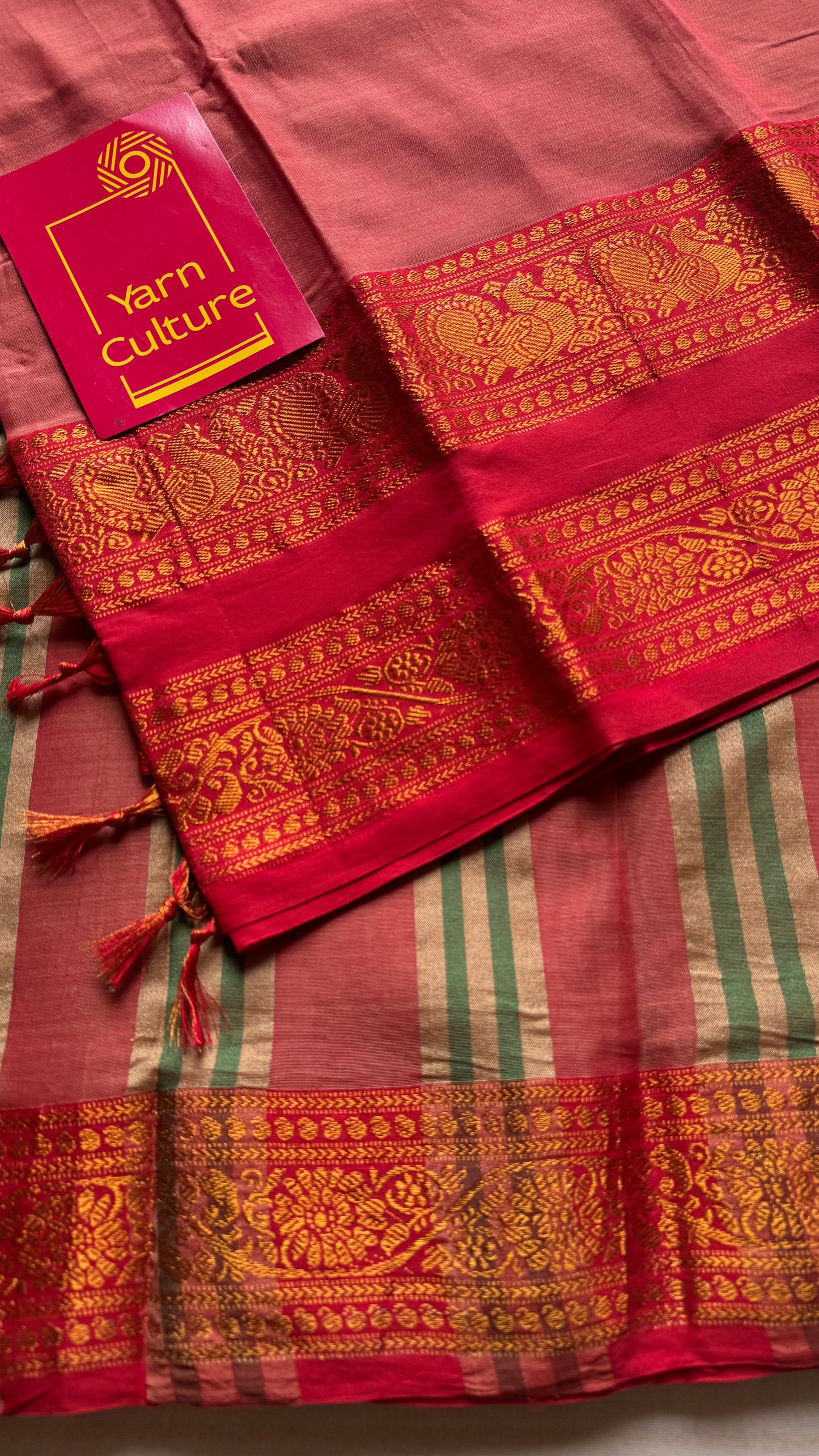 Light red with red wide border, narayanpet soft cotton saree -YCWOTDAUG04