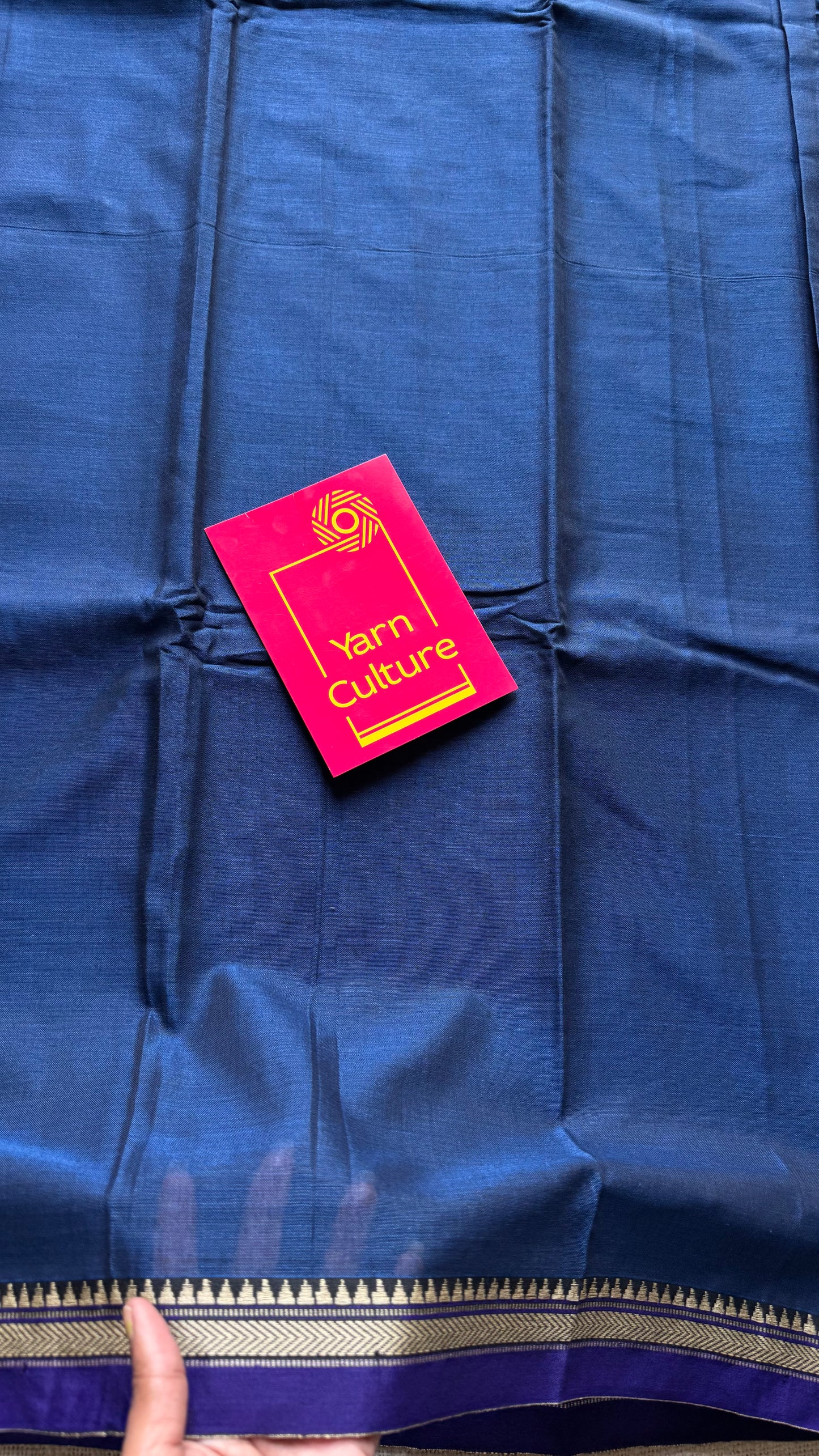 Navy blue with purple border narayanpet saree, soft cotton - YCWOTDNPFE35