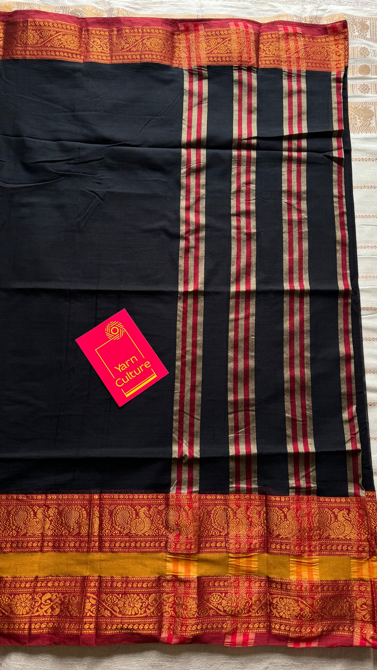 Black with red wide border, narayanpet soft cotton saree - YCWOTDAUG06