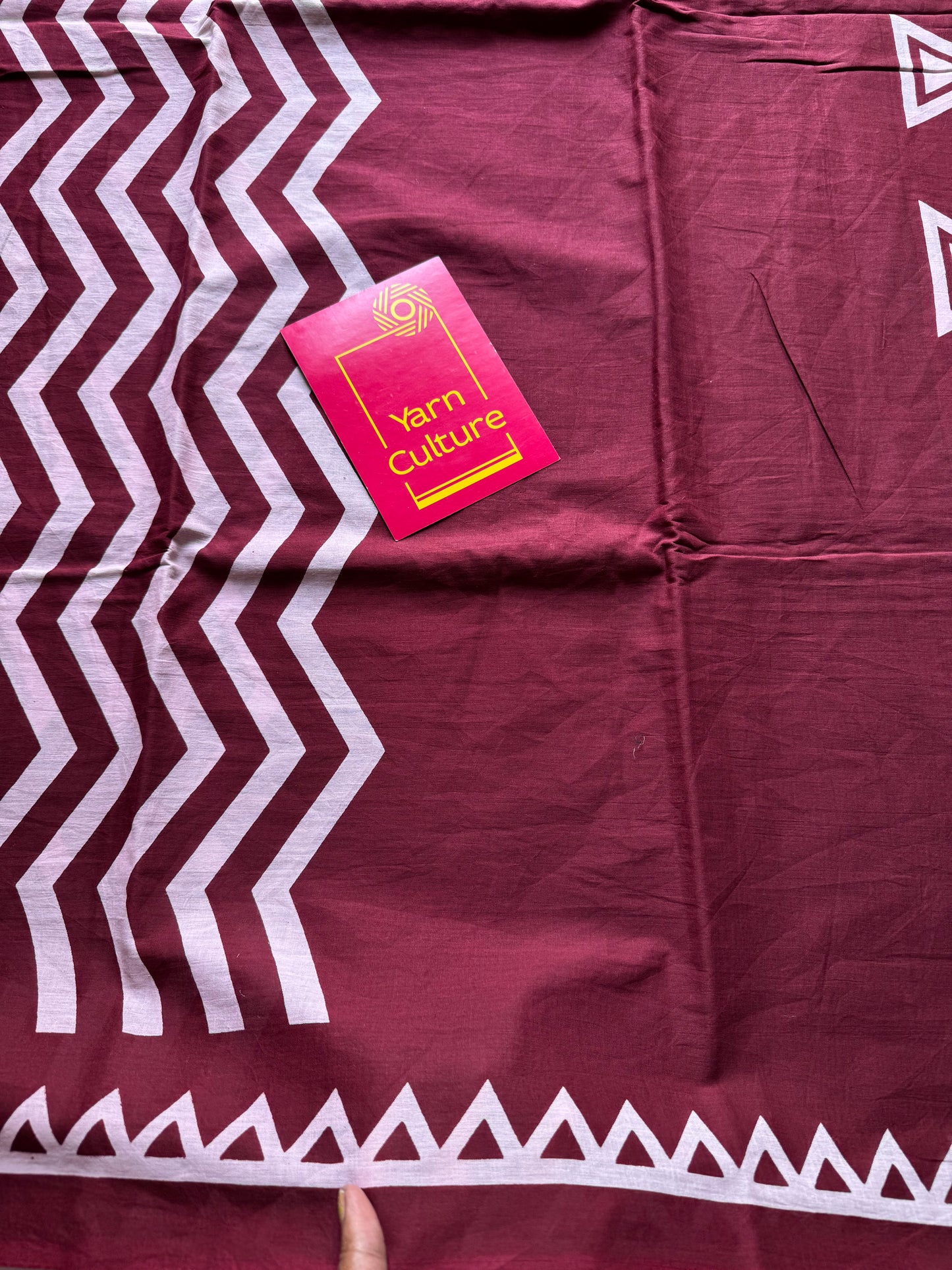 Maroon with white geometric prints, soft cotton - YCTORCMA01