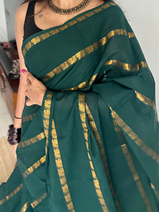 Dark green, peacock motif sungudi cotton - YCCOTNOCSC52