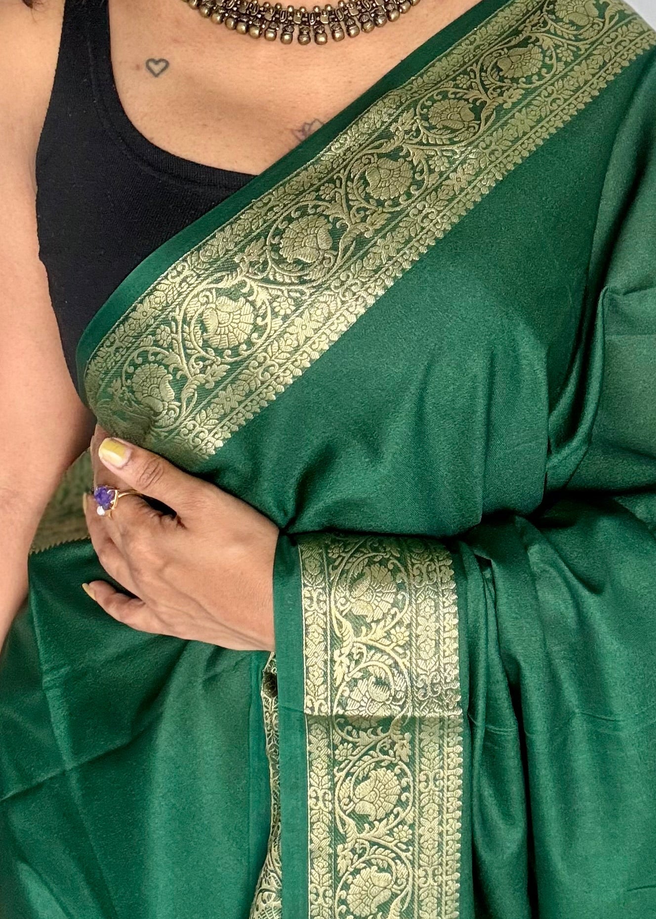 mysore semi crepe silk saree, mango motif zari border saree, mysore silk saree, lightweight silk saree, festive silk saree, traditional silk saree