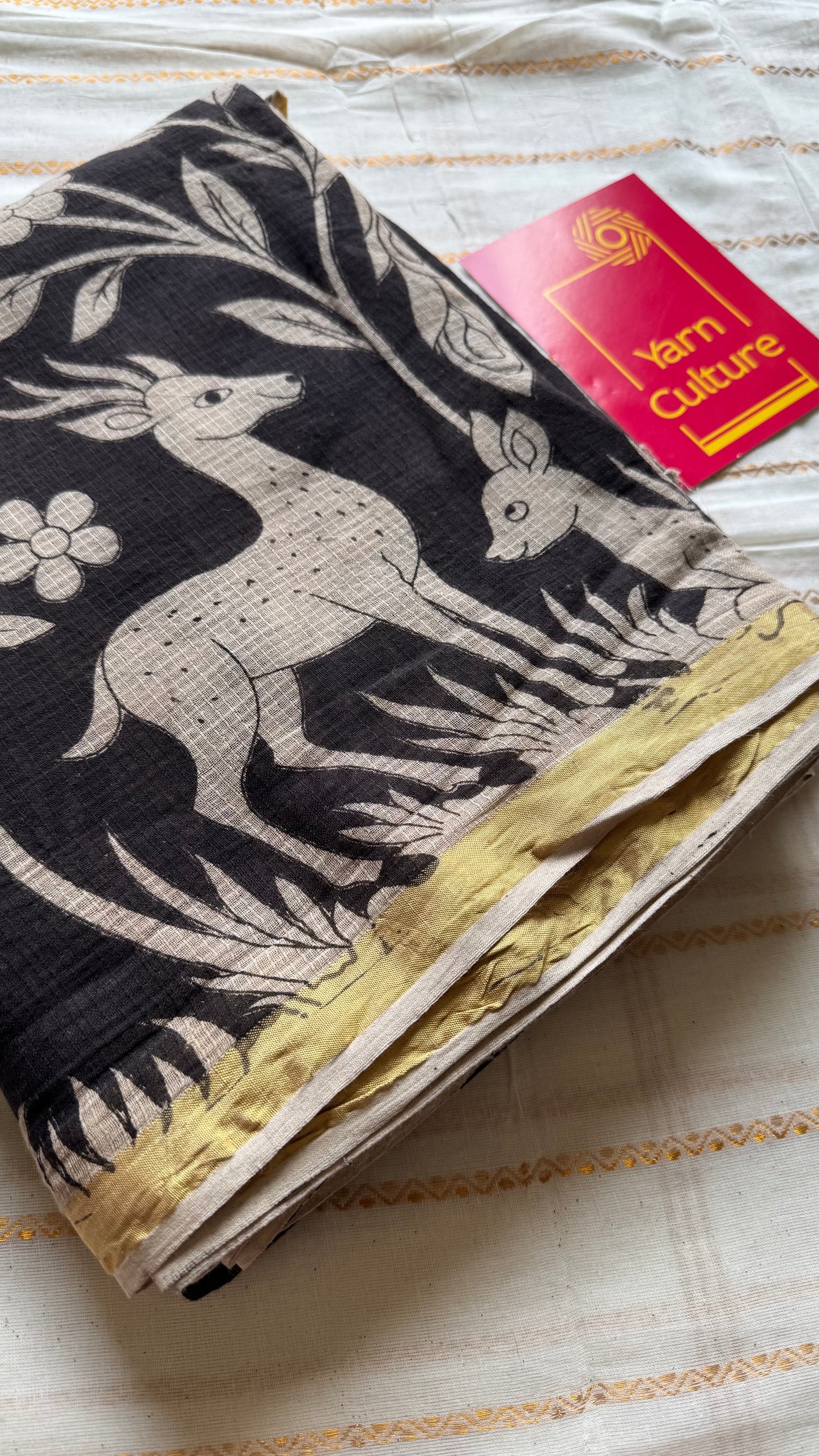 Black floral kalamkari saree in kota - YCWOTDMA356