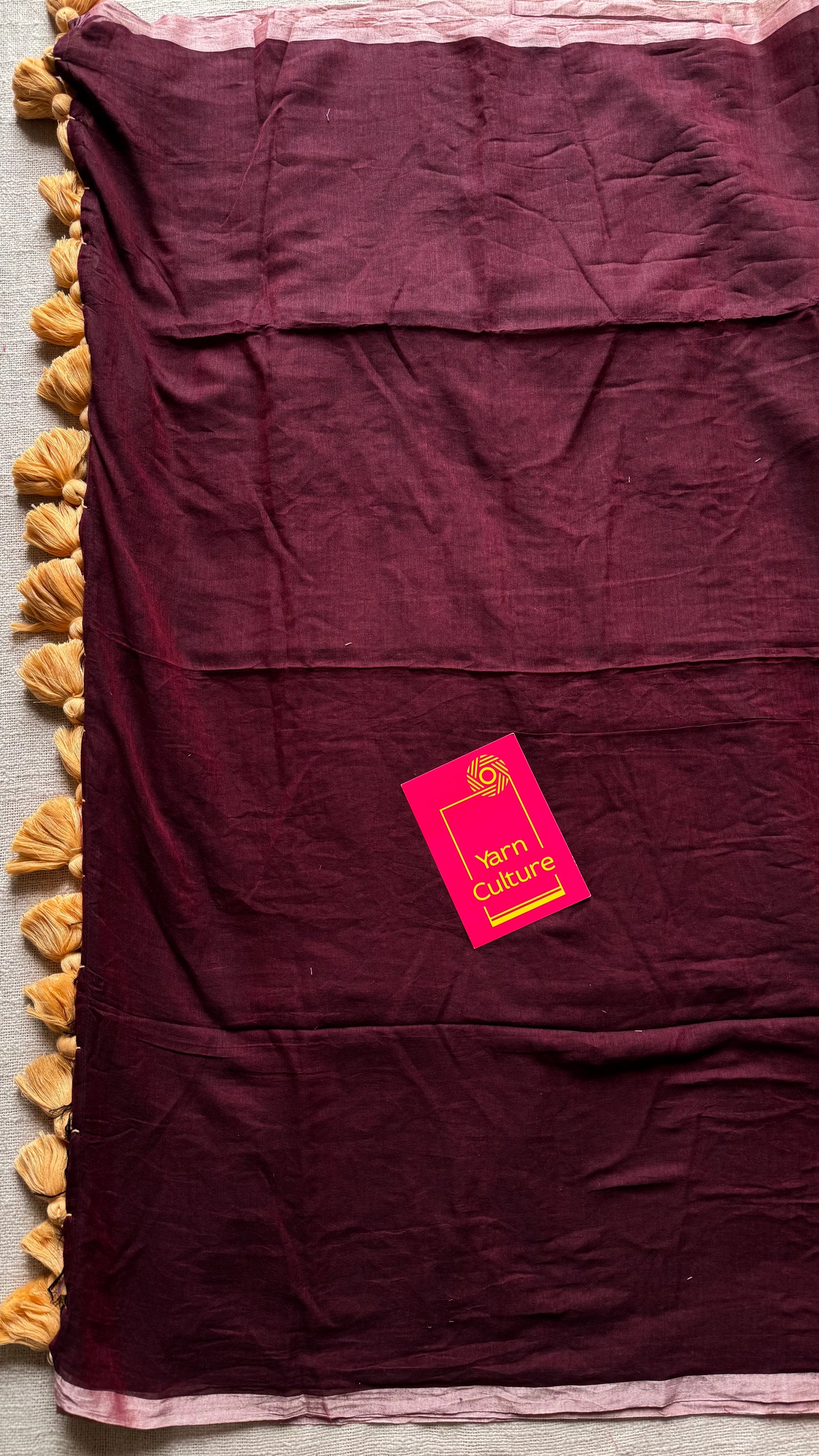 Dark brown with cream border mul cotton saree - YCBCMCFE231