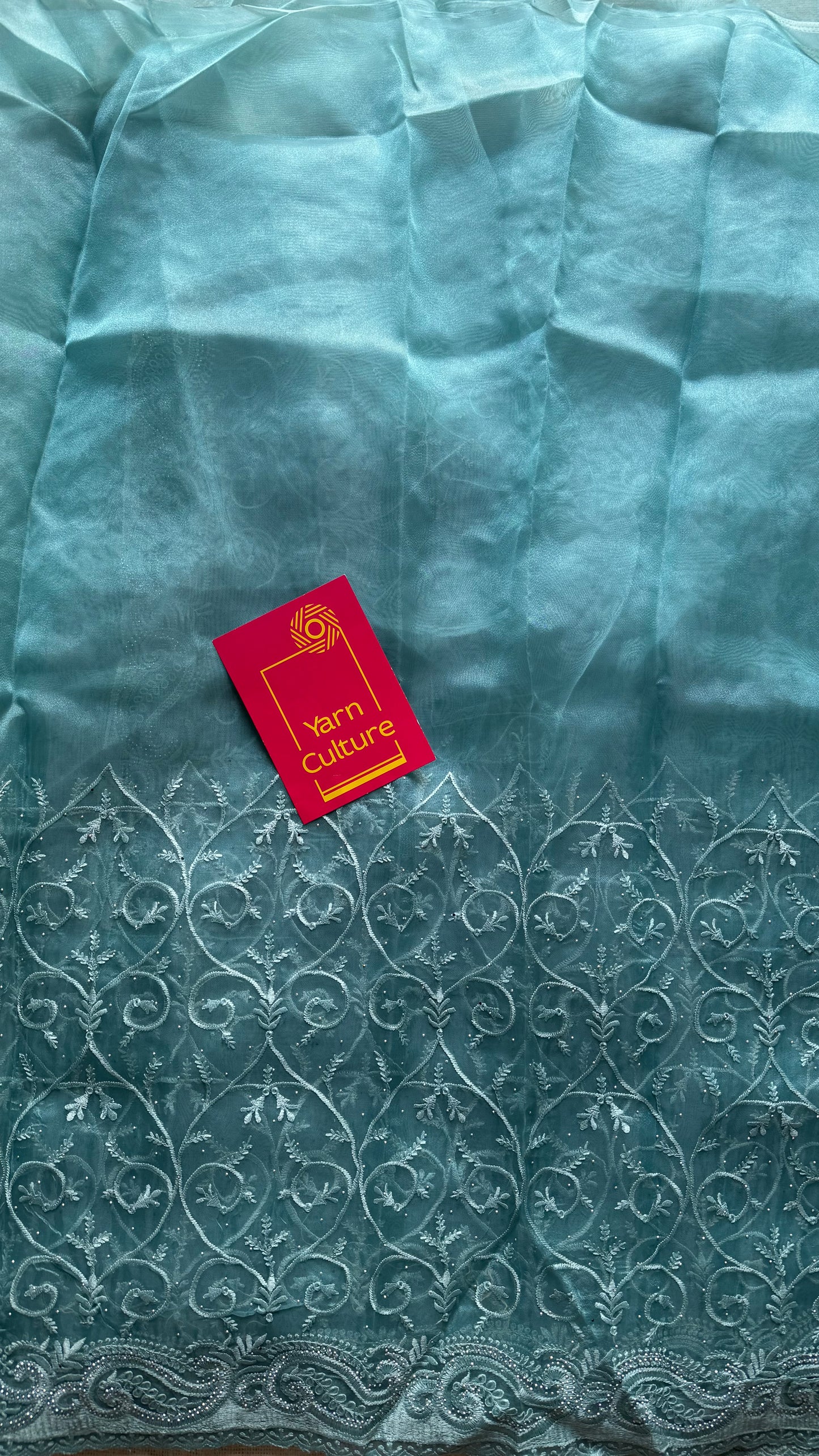 Aqua Aura - soft blue organza, with threadwork and sequins - YCDOSNO33