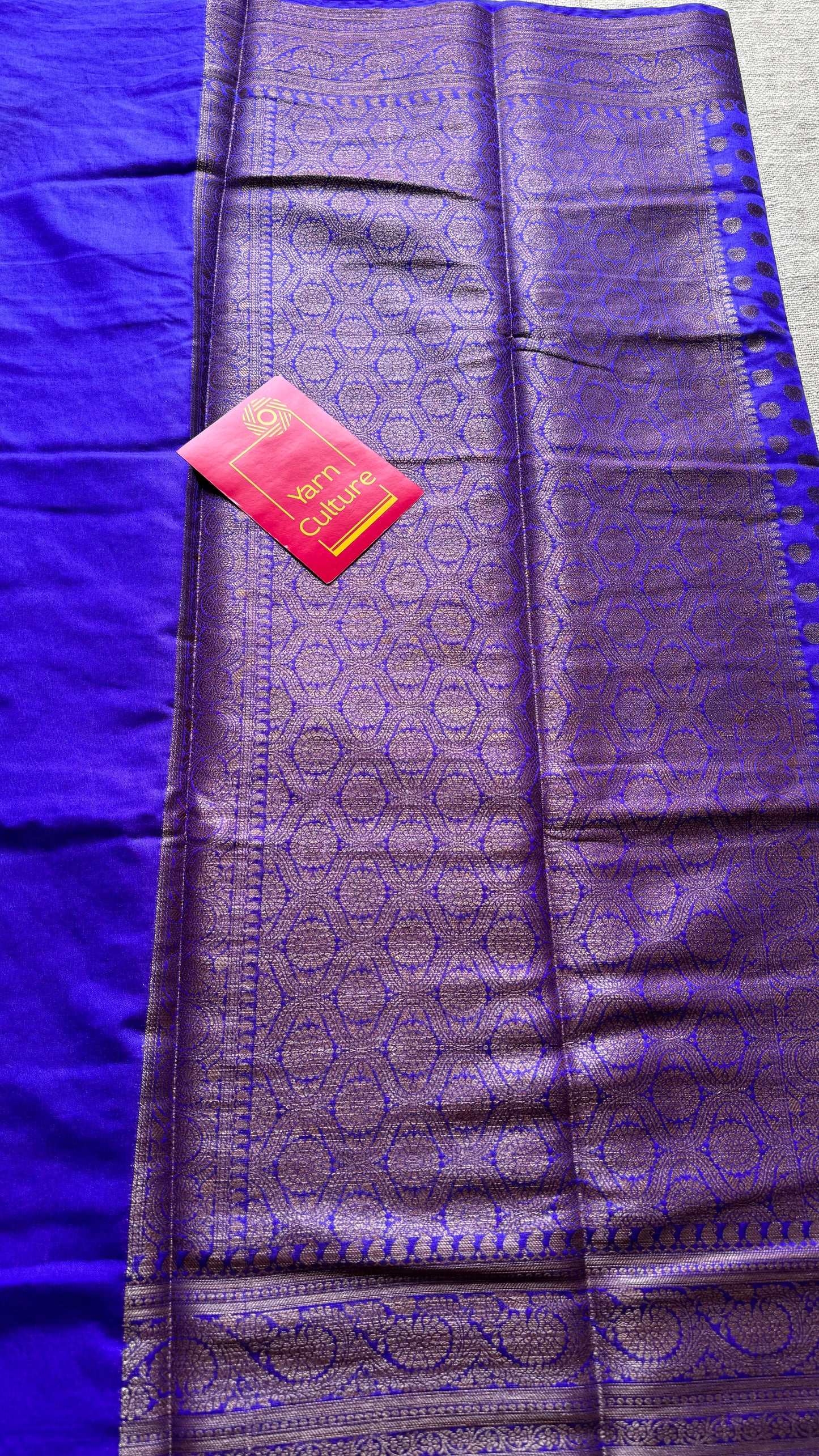 Wisteria - Dark lavender with a hint of blue, antique gold zari, Banarasi semi georgette - YCBLFEGAGZ20