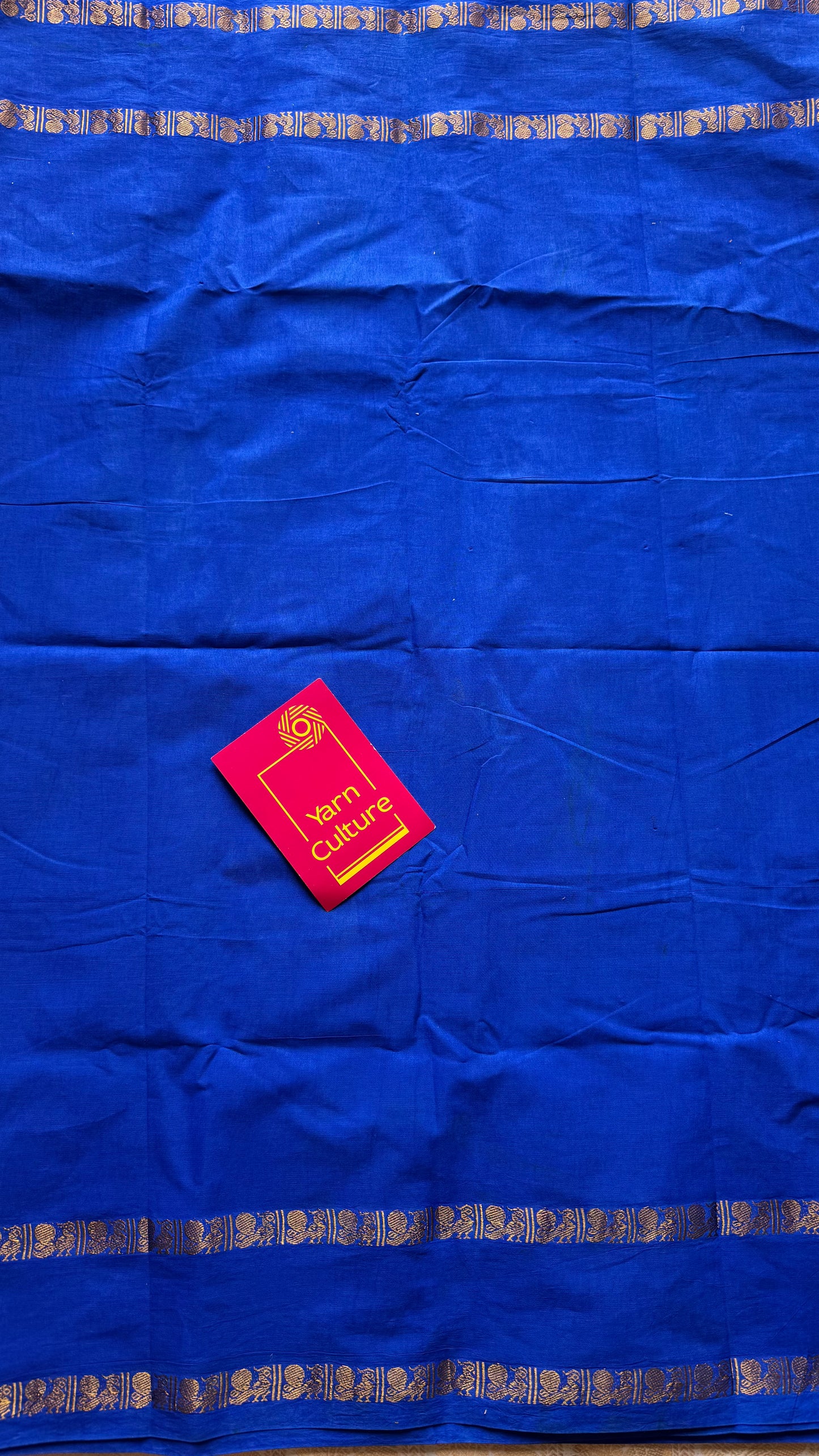 Electric blue rettaipettu peacock gap border, kattuchayam dyed madurai cotton saree  - YCCOTNMSAP97