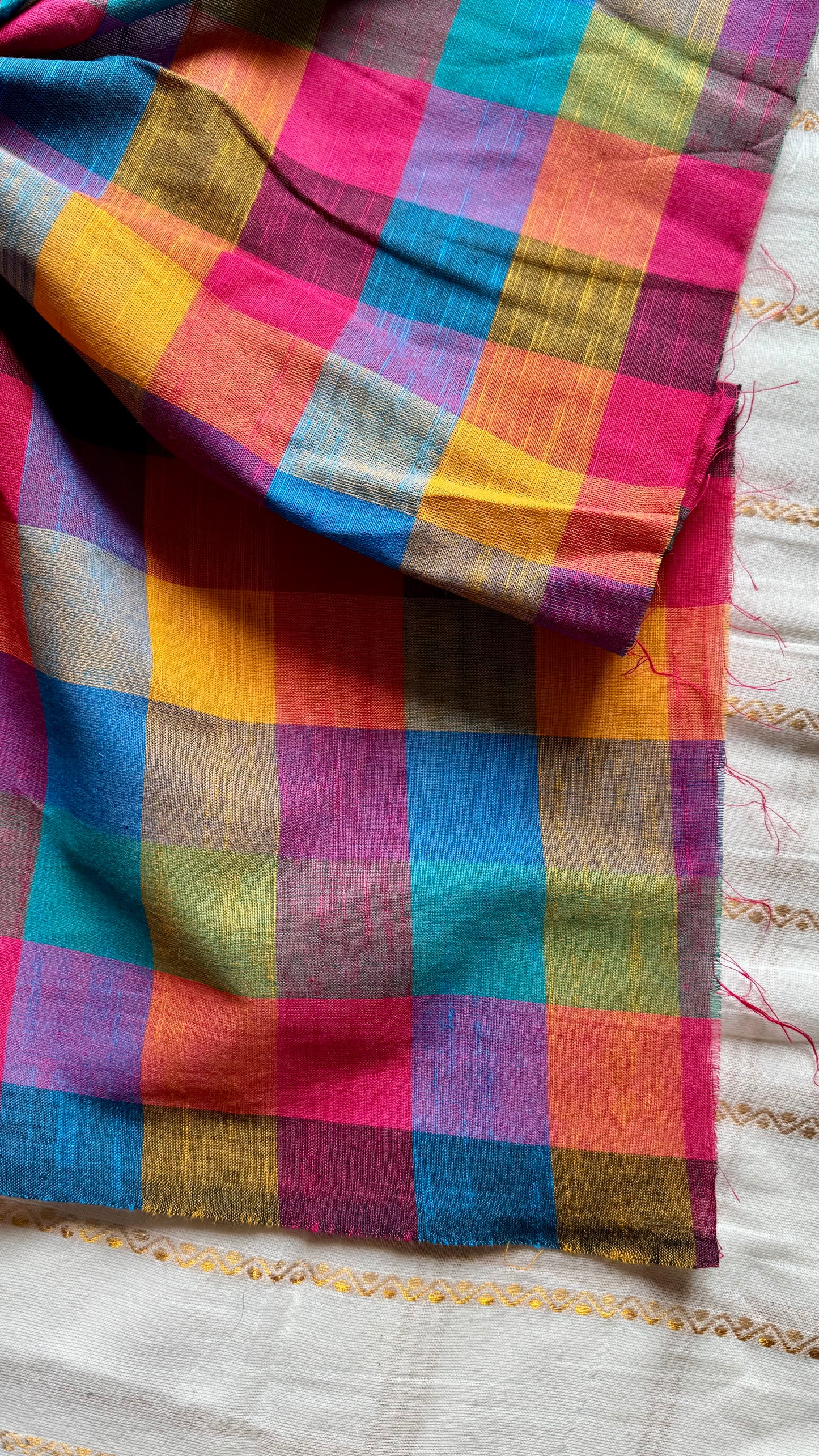 Multicoloured Madras Checks in Pure Cotton Fabric - YCSEFB04