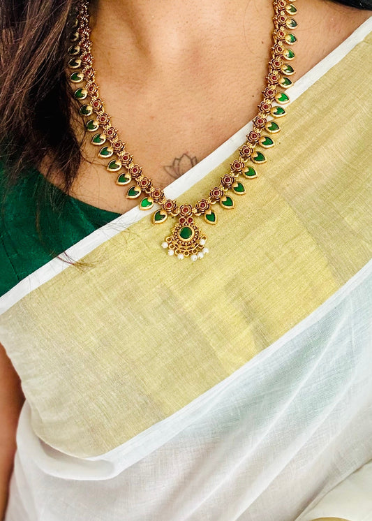 Long palakka neckpiece with earrings - YCGPNP730