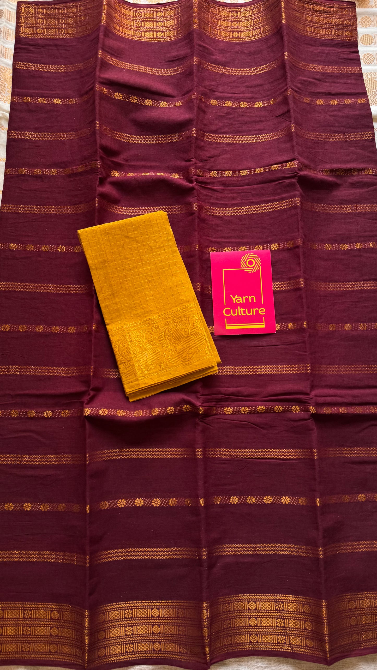 Maroon floral patterned velthaari, kattuchayam dyed madurai cotton saree  - YCCOTNMSAP211