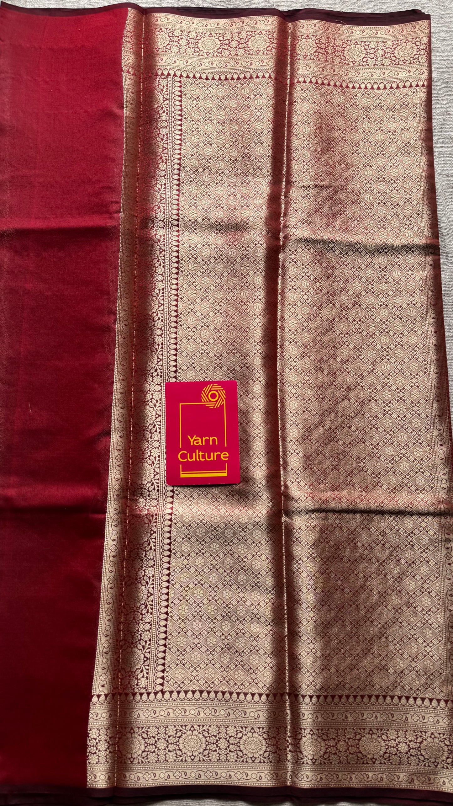Maroon floral zari, Banarasi semi-georgette - YCDESE13