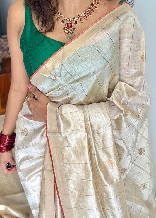 Gold toned semi tussar - YCON25DOS258