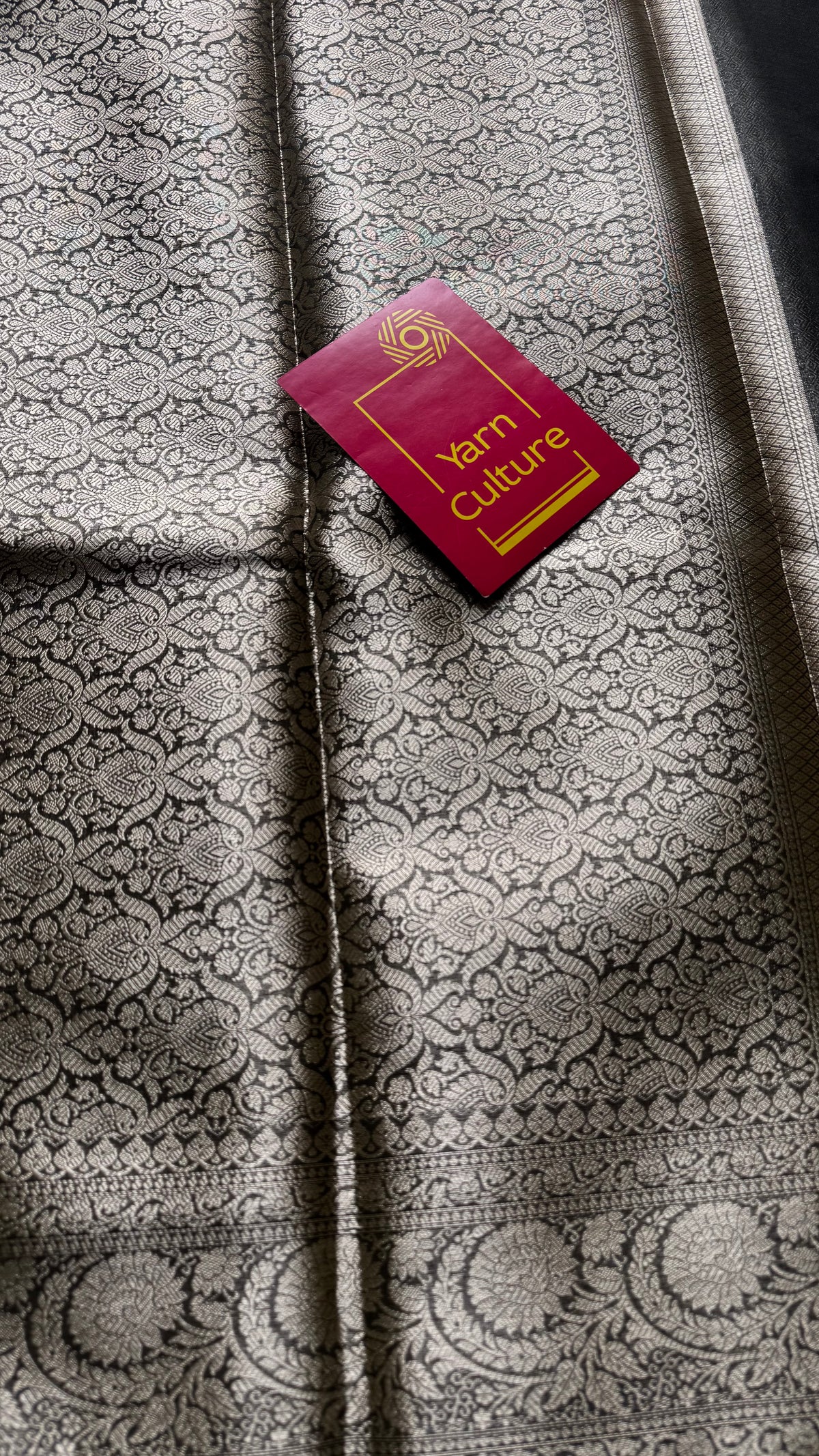 Black tissue Banarasi saree with zari border - YCBLTOC88