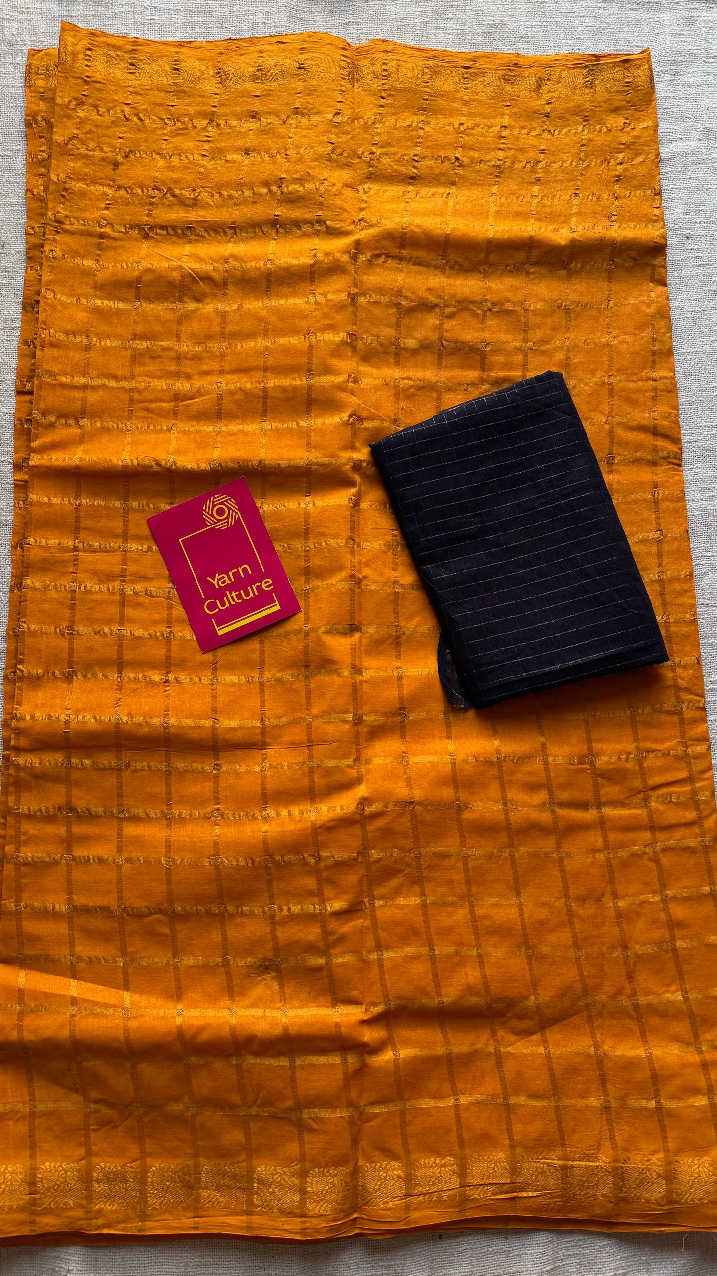 Light orange pavithra kattam kattuchayam dyed madurai cotton saree - YCCOTNMSFE122