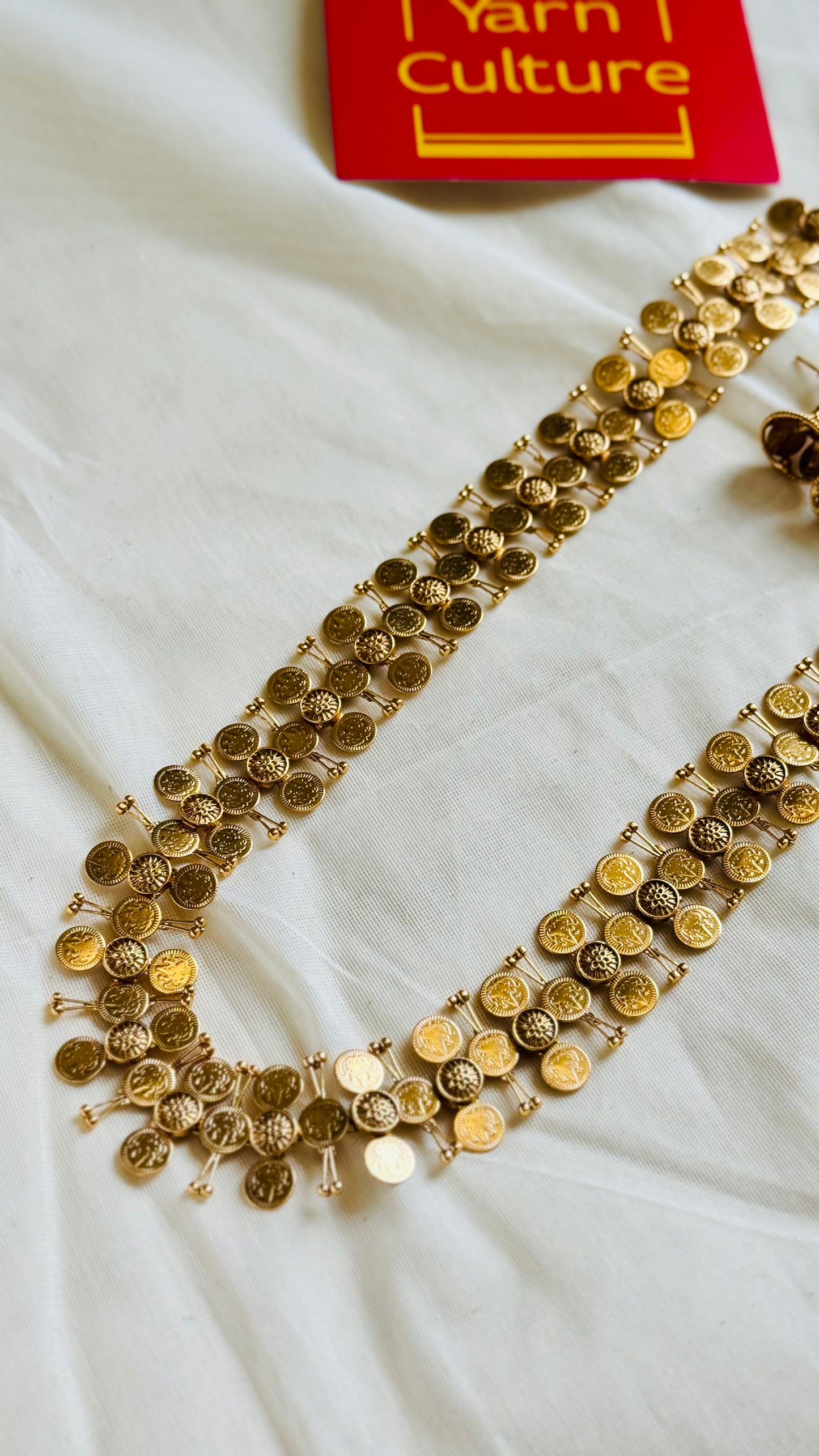 Long triple coin statement neckpiece, with earrings - YCGPNP728