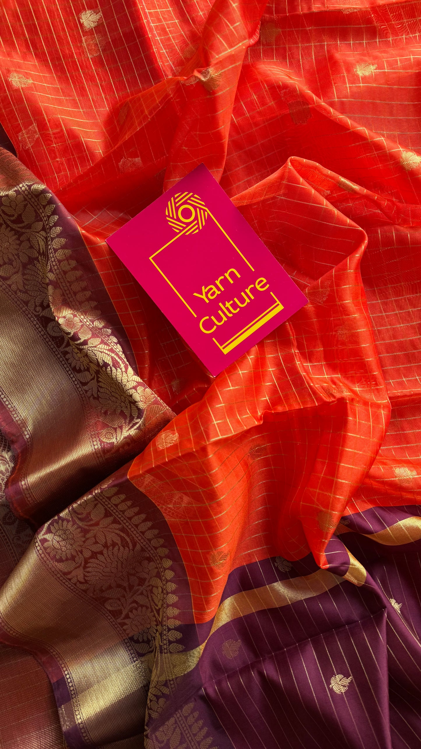 Dark orange with coffee brown, semi tissue silk - YCBLSSJA20