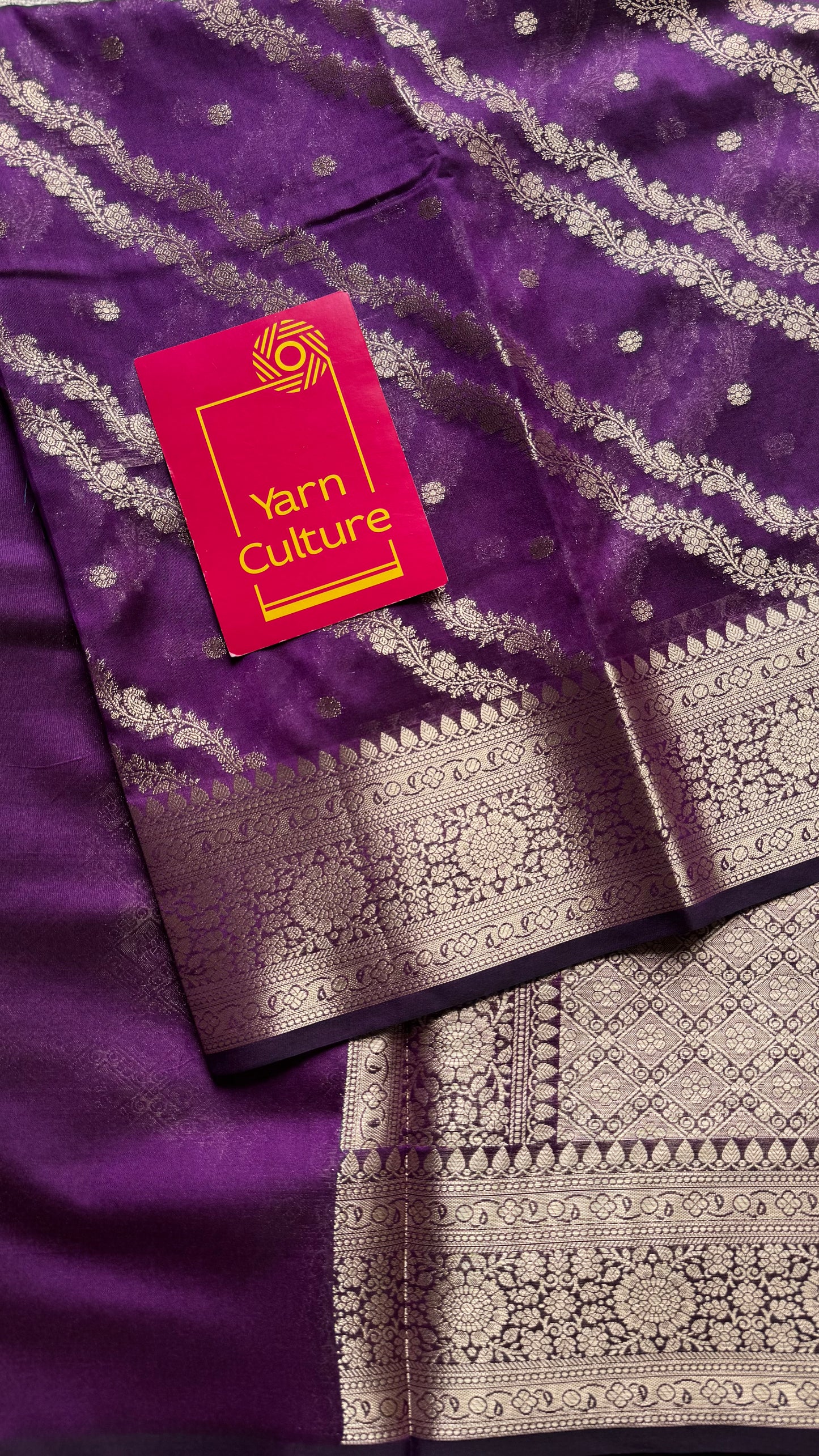 Purple floral zari, Banarasi semi-georgette - YCDESE15
