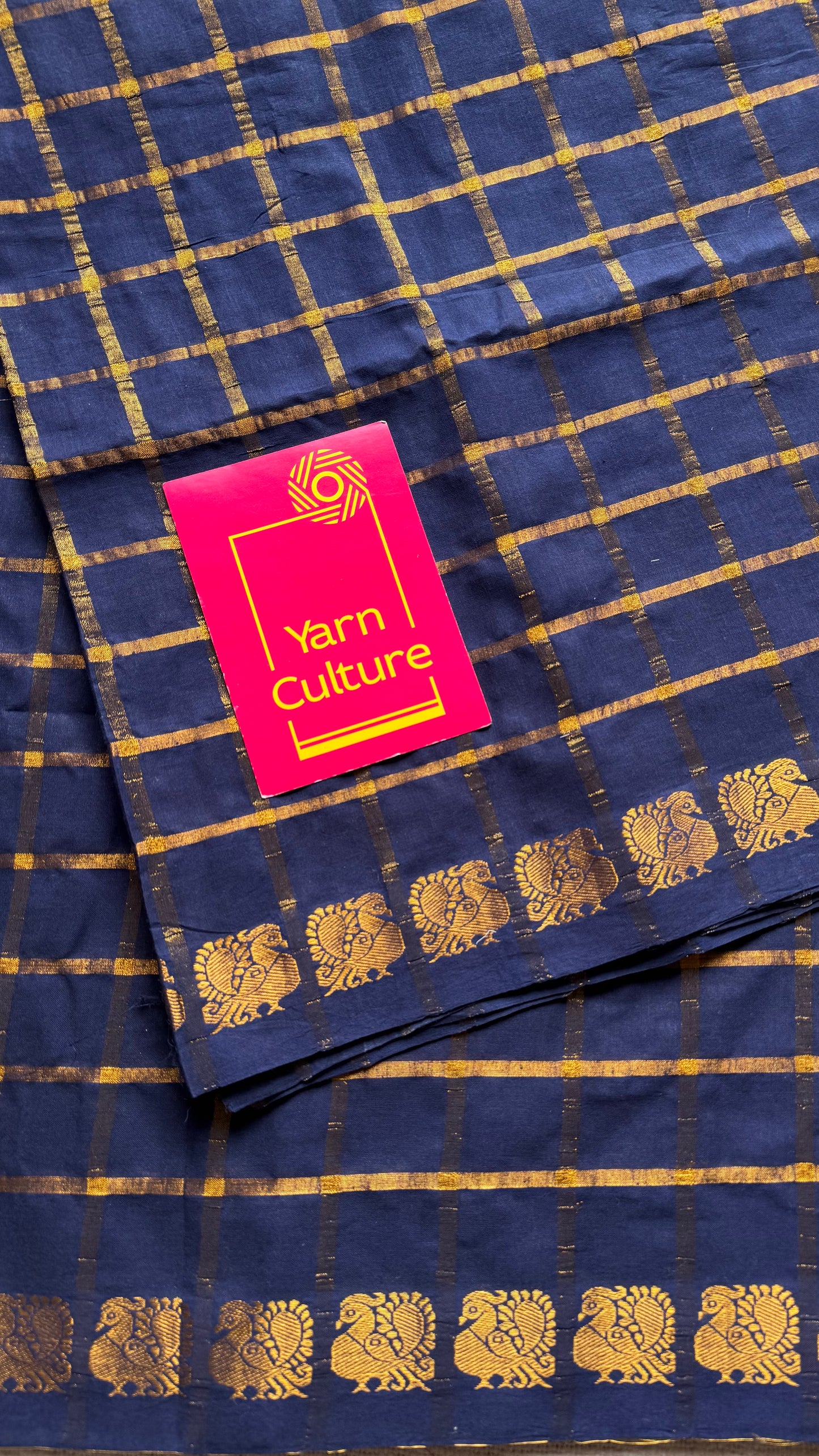 Navy blue pavithra kattam sungudi, madurai cotton - YCCOTNSEMS05