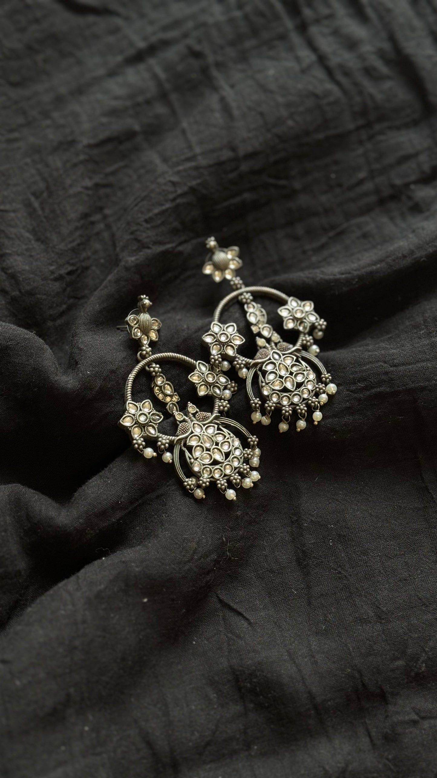 Peacock dangler earring with white stones - YCOSED597