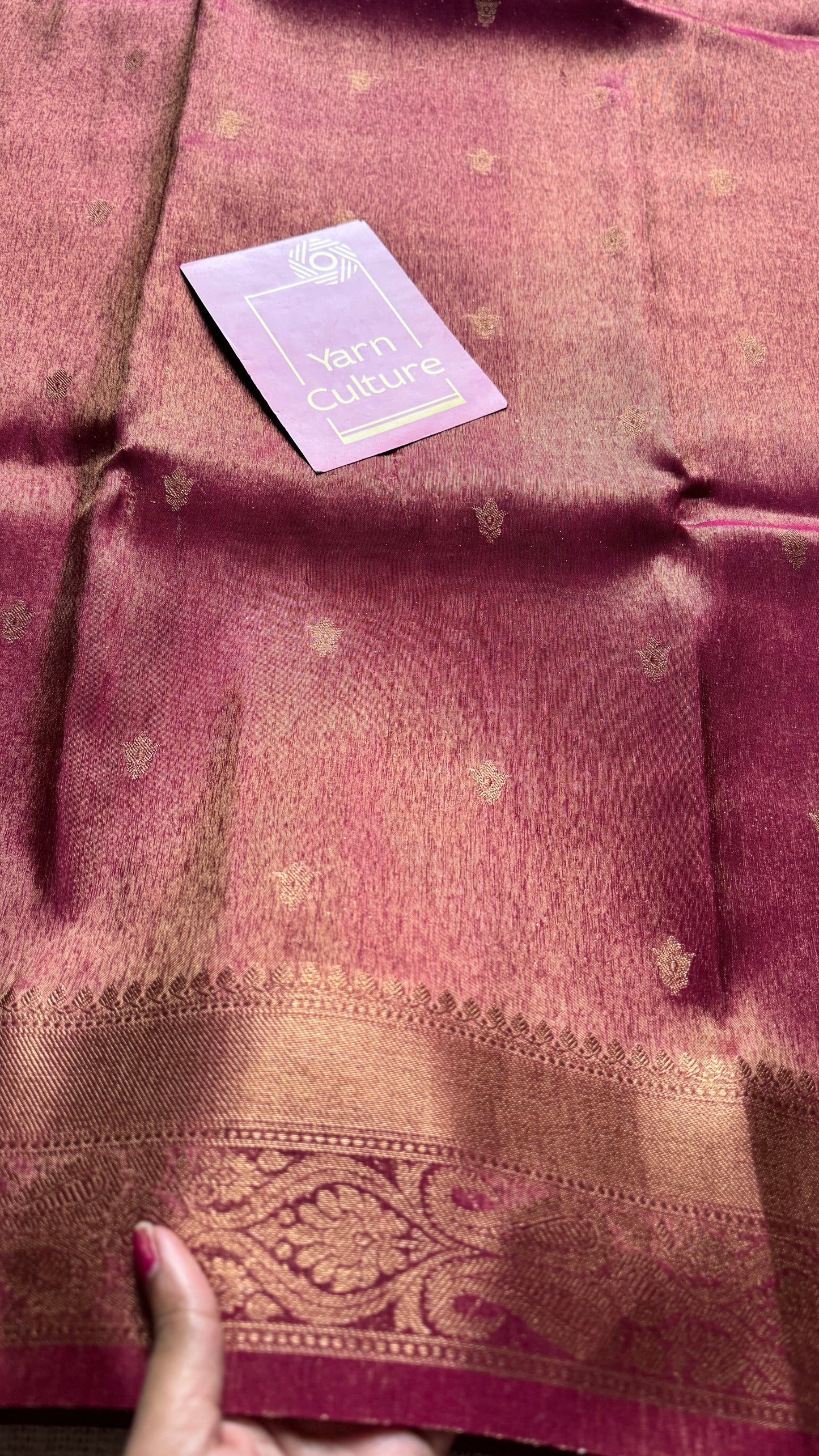 Red with gold dual tone, Banarasi tissue silk - YCDESE06