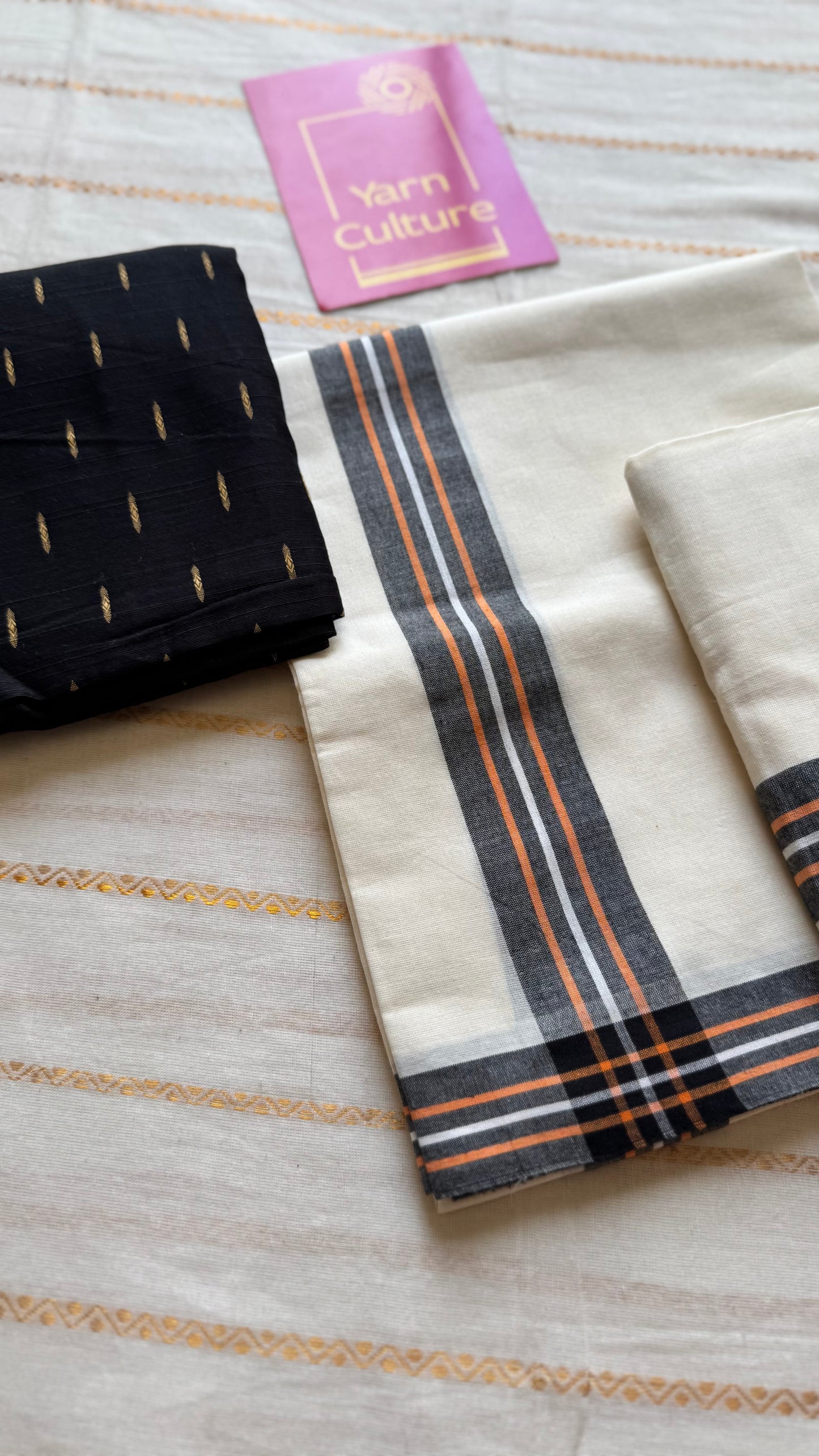Set mund, black with orange lines - YCIEON126