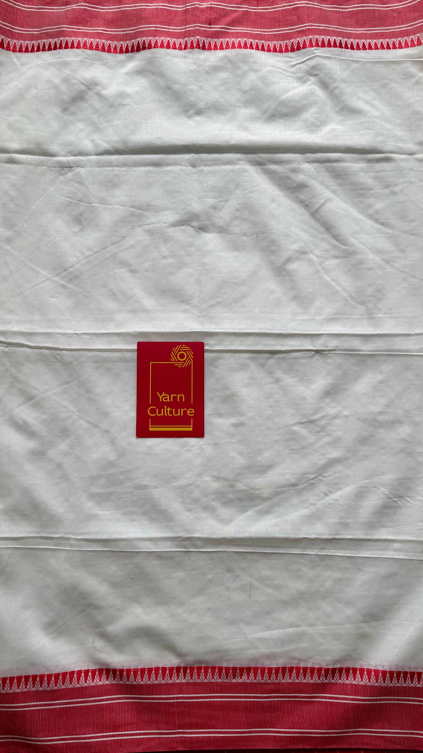 White with red thread border, soft cotton - YCBCDP11