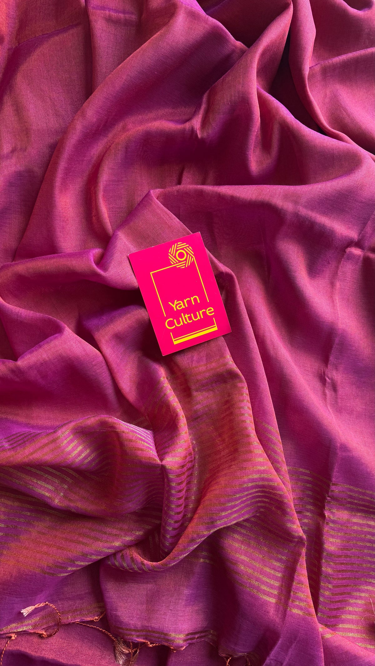 Magenta pink with gold, dual tone metallic tissue linen saree - YCBCLTOC57