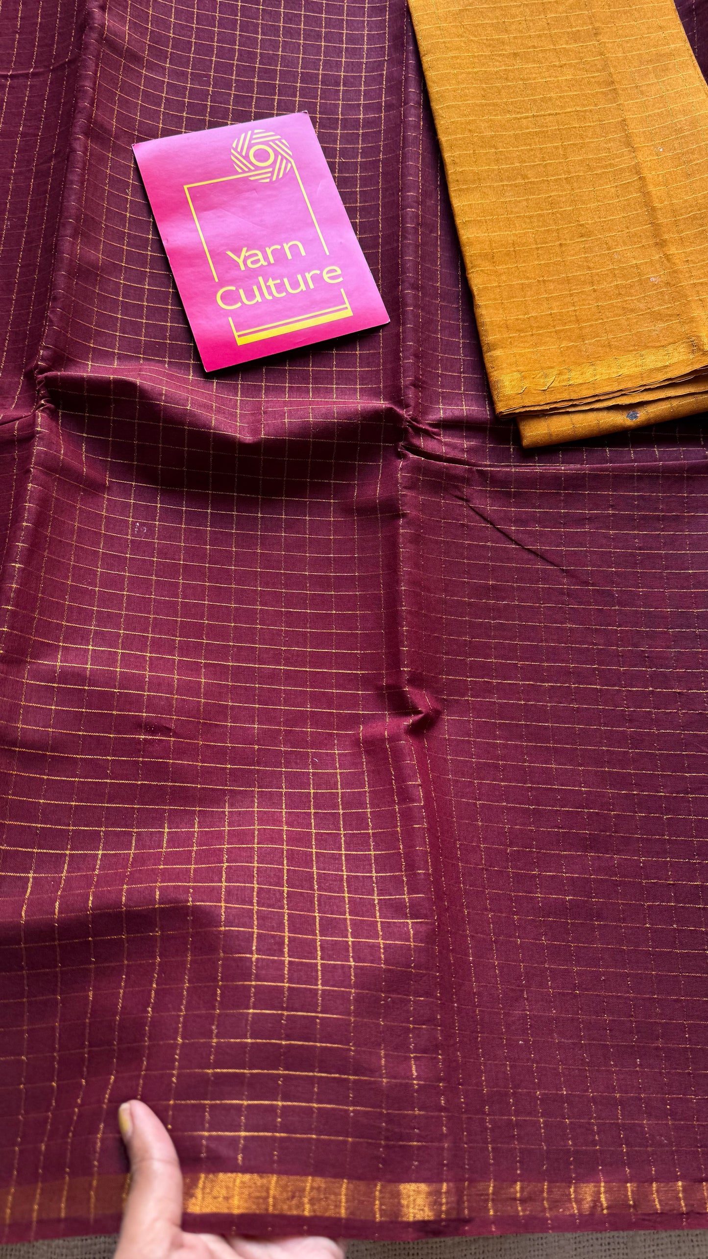 Maroon mini kattam kattuchayam dyed madurai cotton saree - YCCOTNMSFE107