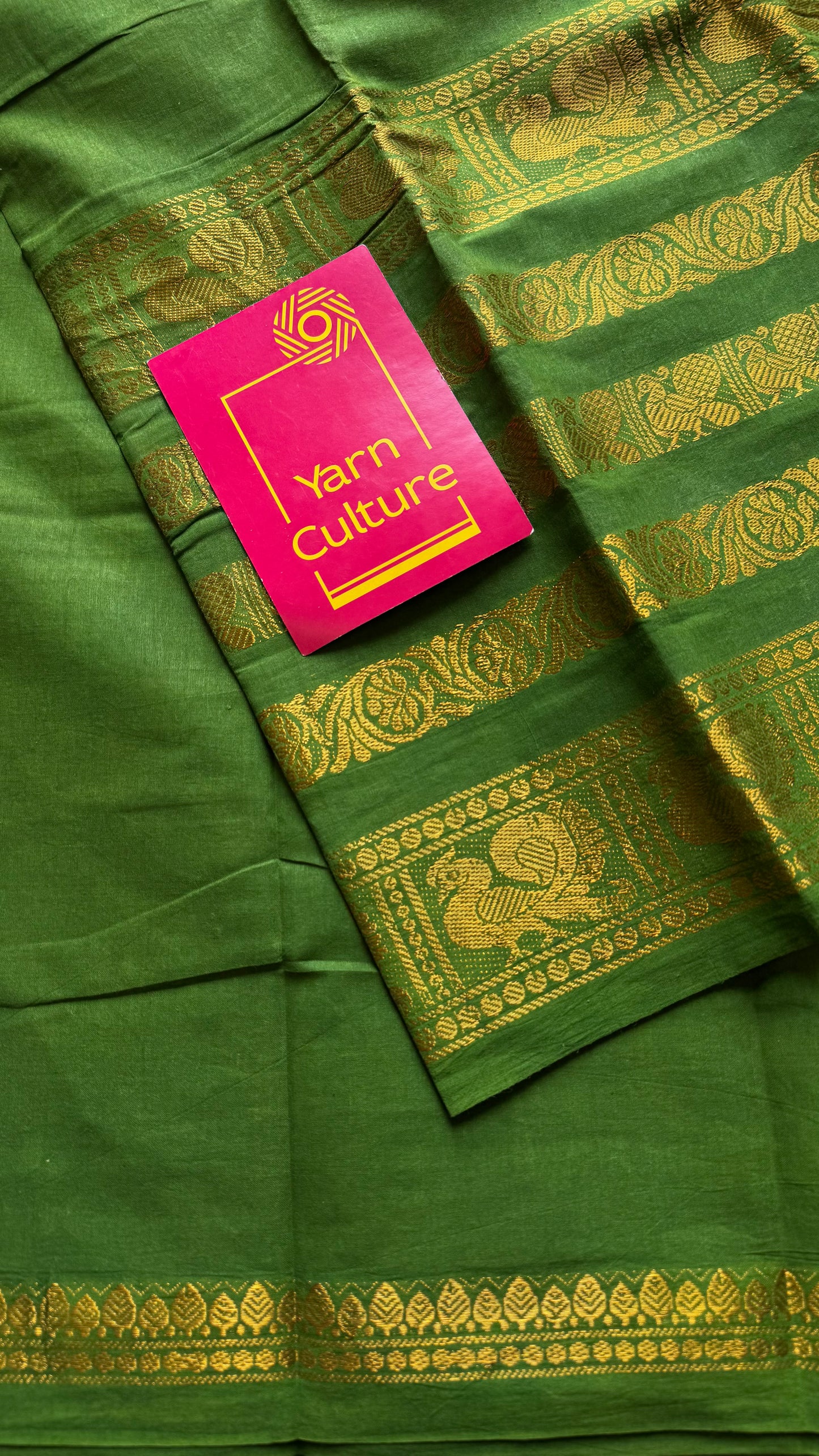Bright green long border sungudi, kattuchayam dyed madurai cotton - YCCOTNMSAP132